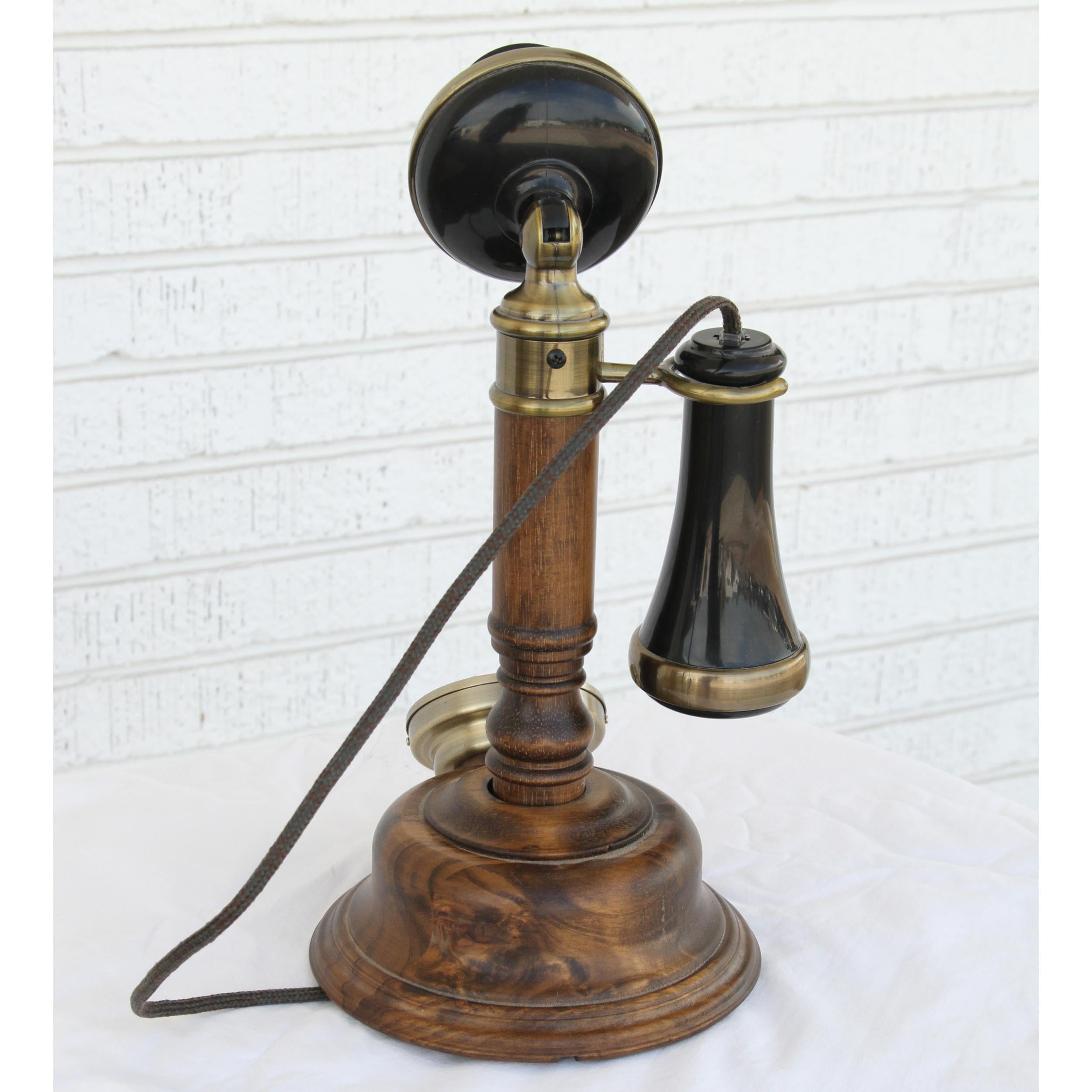 Opis 1921 Kabelholz-Schreibtischphone (Metall) im Angebot