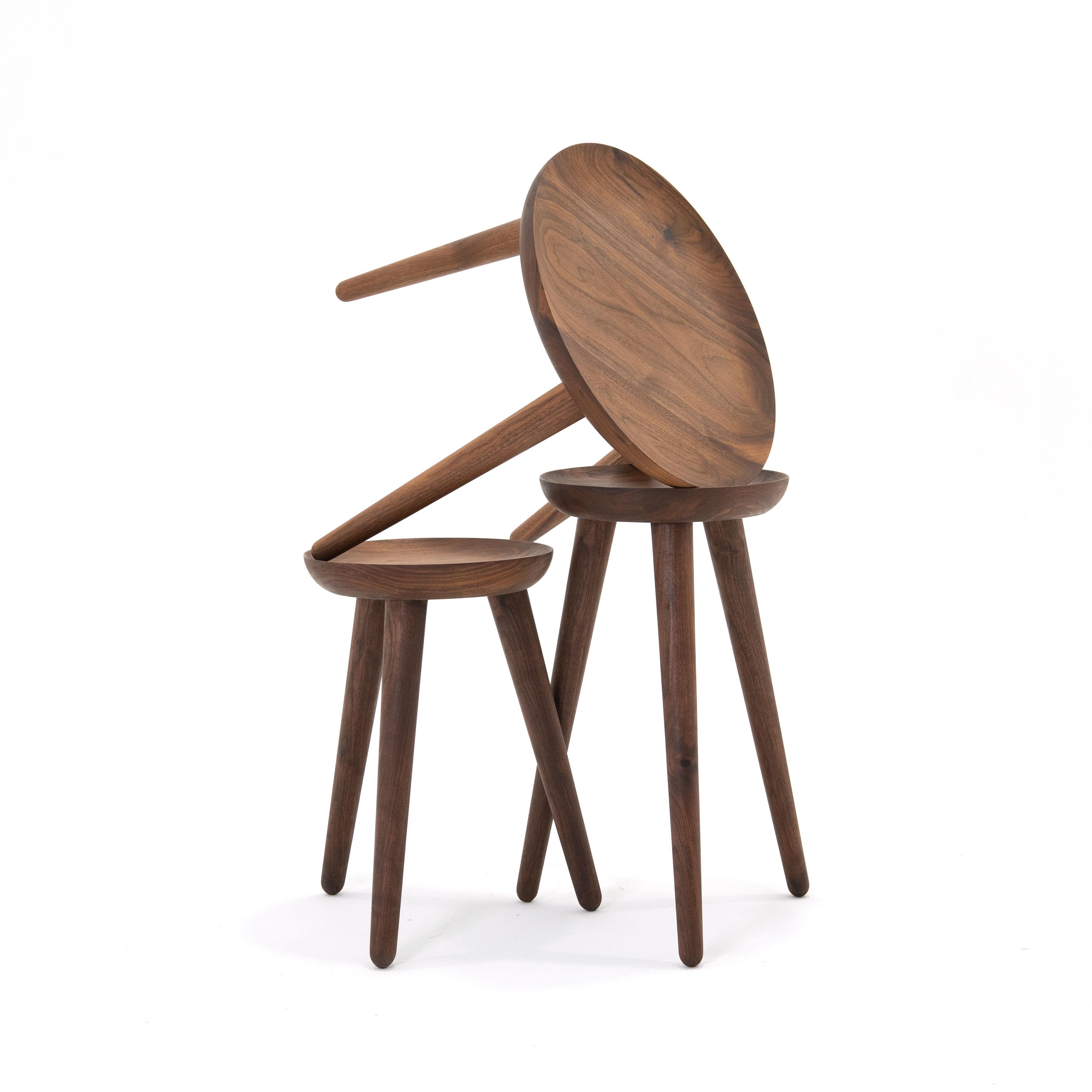 Minimalist Opium Table, Turned Solid Wood Table in Oiled Walnut 'S'