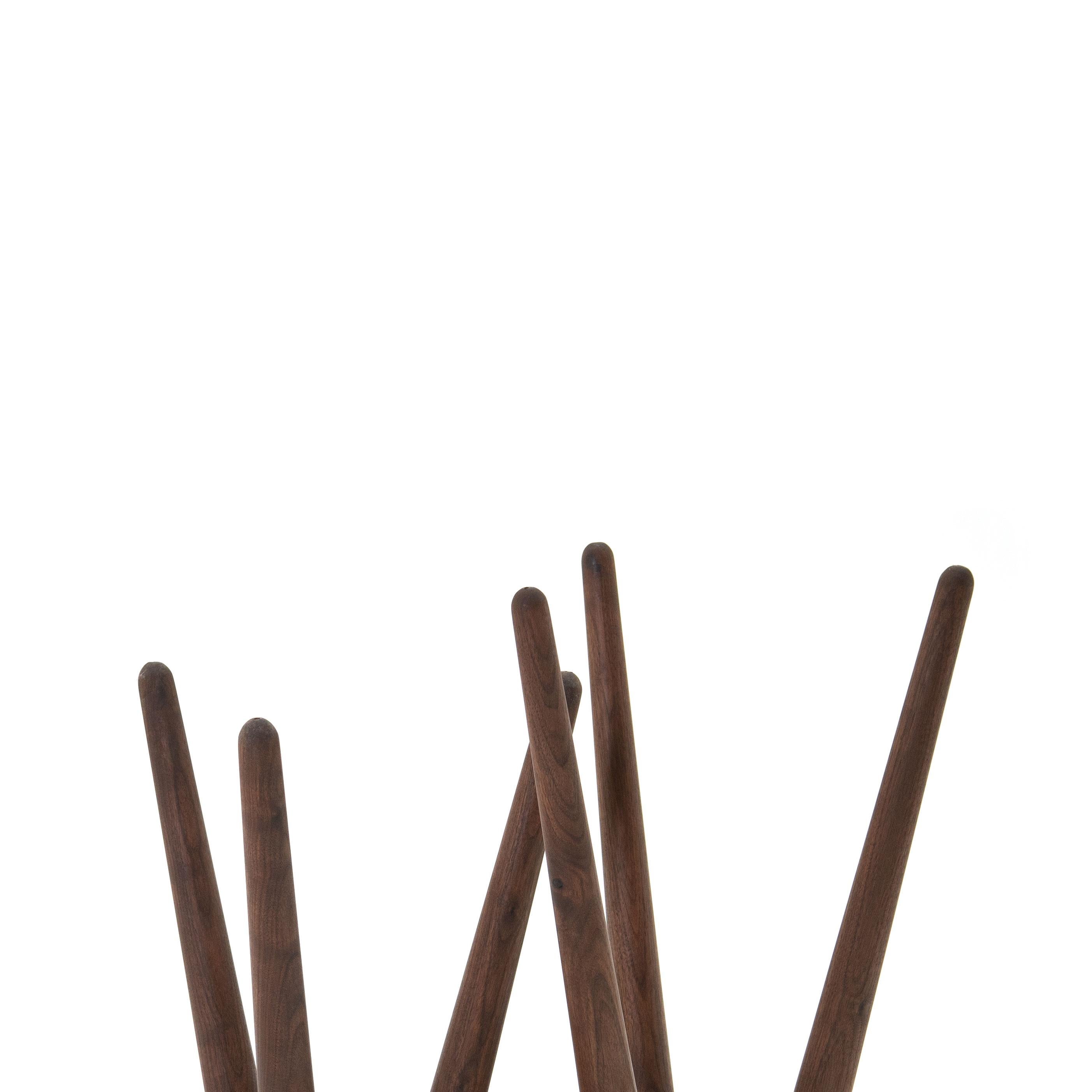 Contemporary Opium Table, Turned Solid Wood Table in Oiled Walnut 'S'