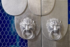 Oporto Cabinet in Blue with Silver Leaf Finish