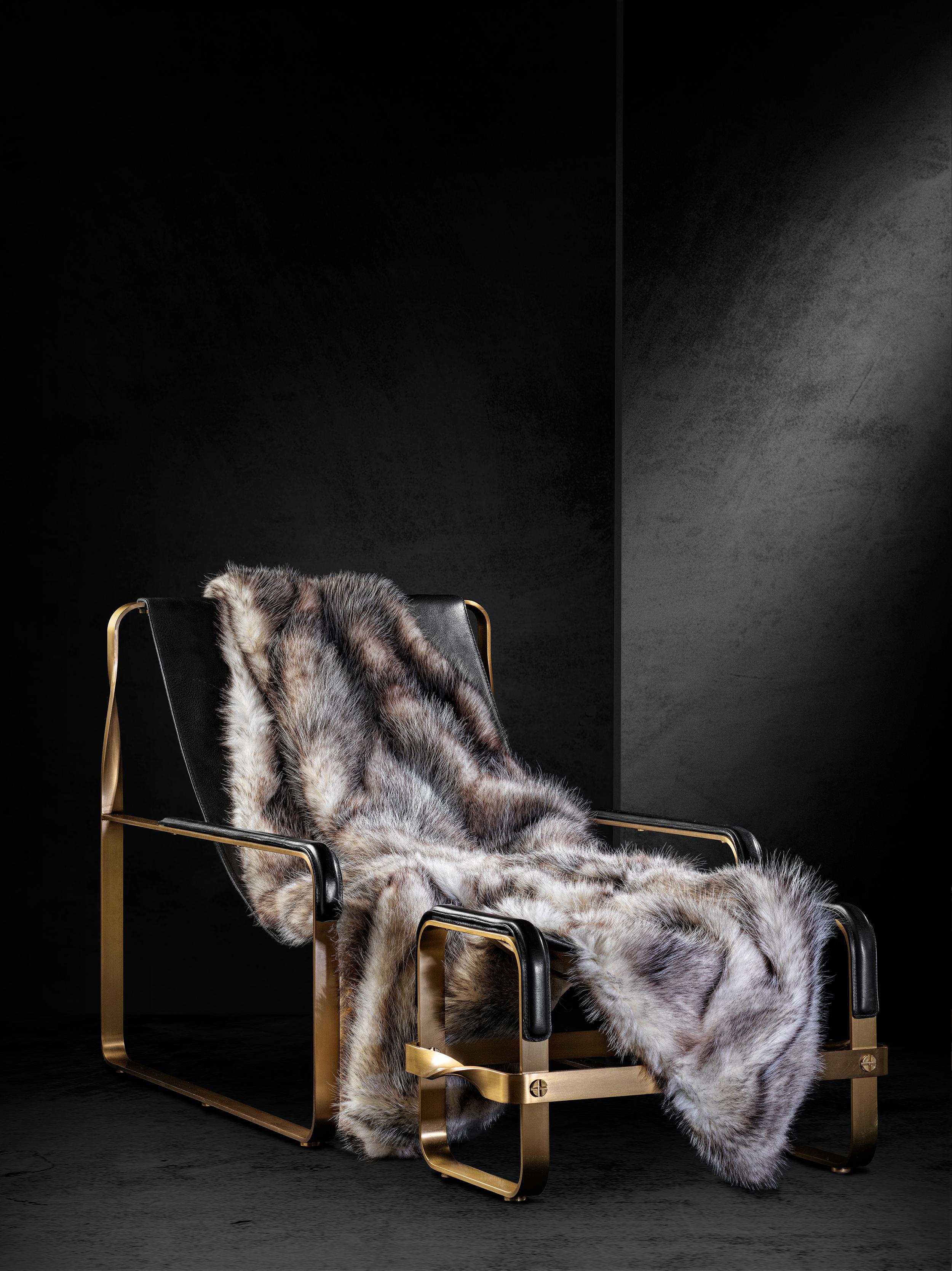 Espagnol Couverture de lit / couverture de canapé en fourrure Opossum. Dos en laine mérinos en vente
