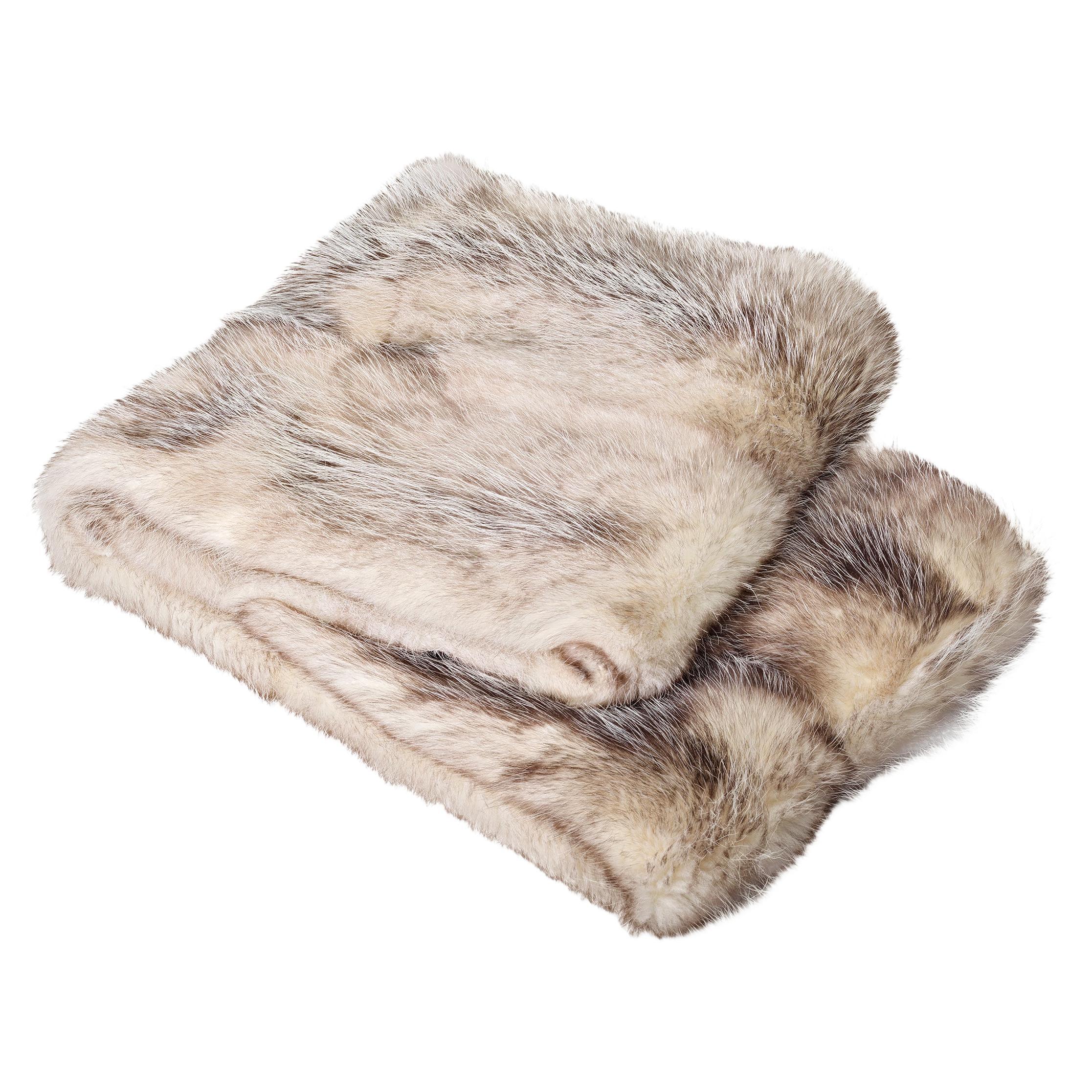 Opossum Fur Bed / Sofa Throw Blanket. Merino Wool Backing For Sale