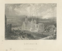 Oppenheim-sur-le-Rhin, gravure ancienne sur acier d'après Birket Foster, vers 1872