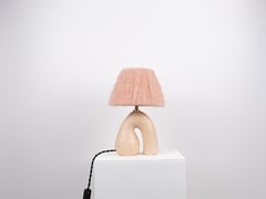 'Opposée' Table Lamp, Californian Cream 'Satin' with Pink Wool Shade
