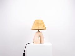 'Opposée' Table Lamp, Californian Cream 'Satin' with Sand Raffia Shade