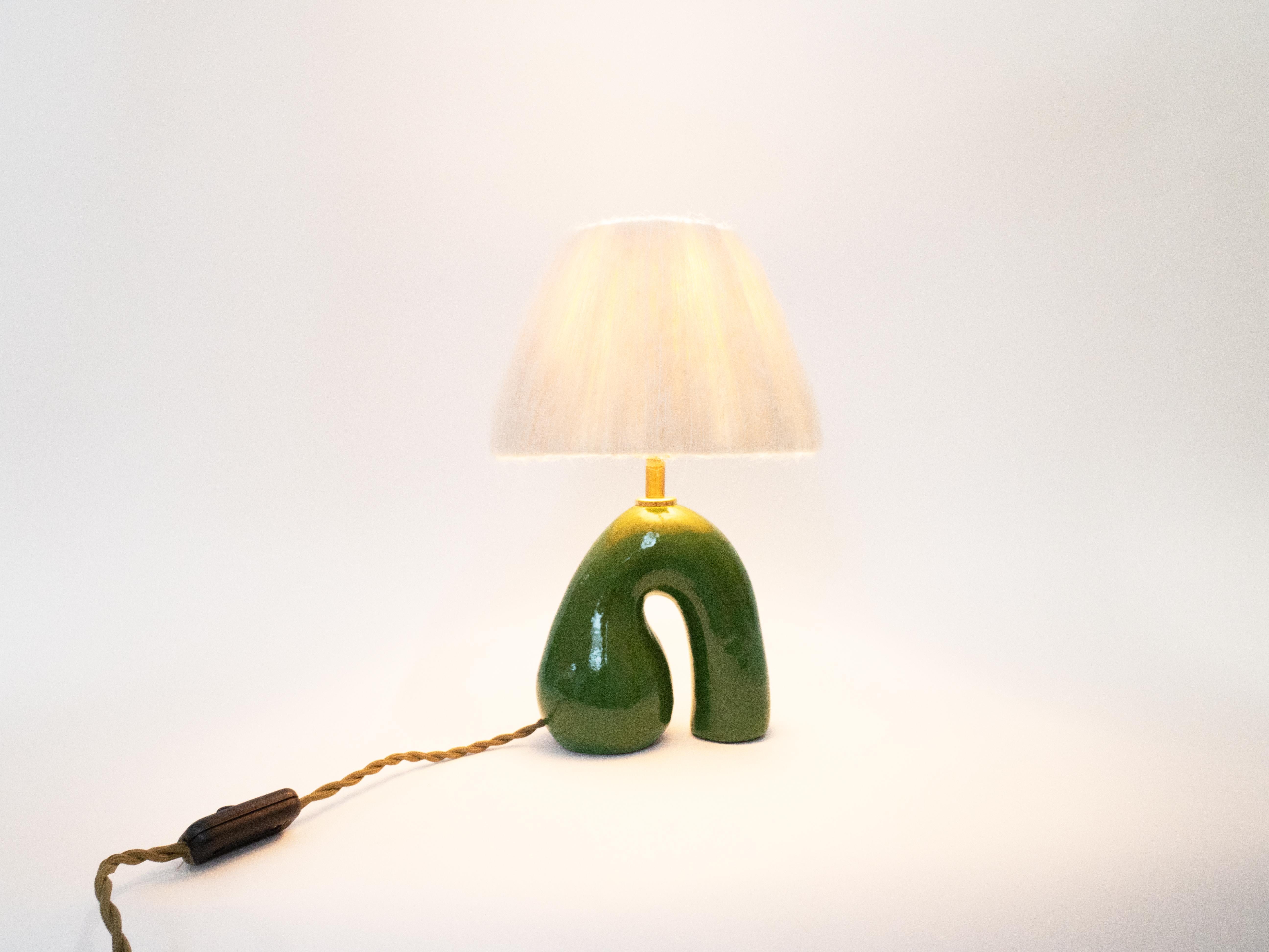 Céramique Lampe à poser 'Opposée' - Vert brillant en vente