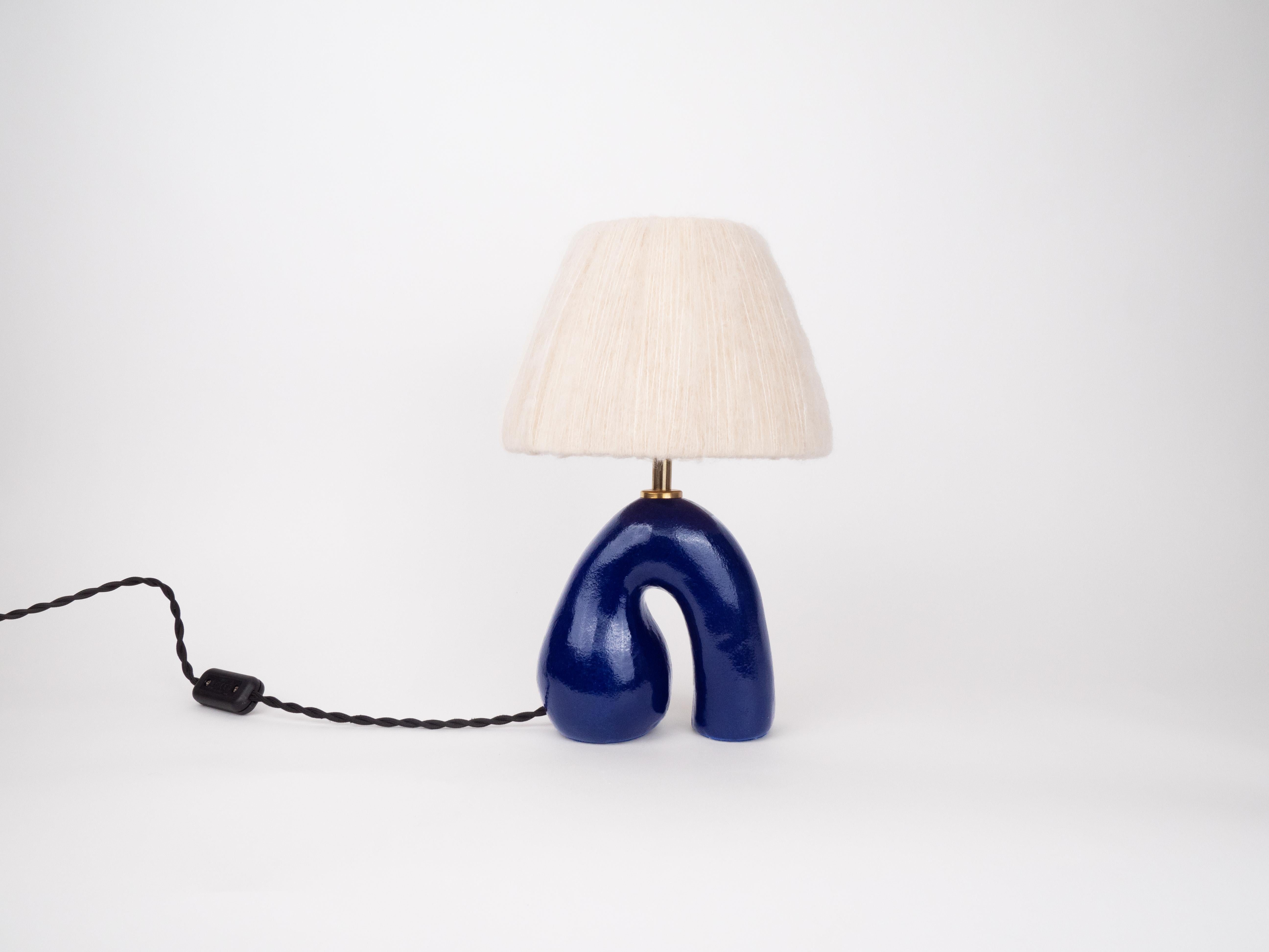 Royal Blue lamp base with a glossy finish paired with an Off-White wool lampshade

Bulb NOT included
Recommended bulb fitting: E27/26 
Recommended bulb type: Mini Globe LED

The estimated processing time is 2 weeks from order confirmation.

As each