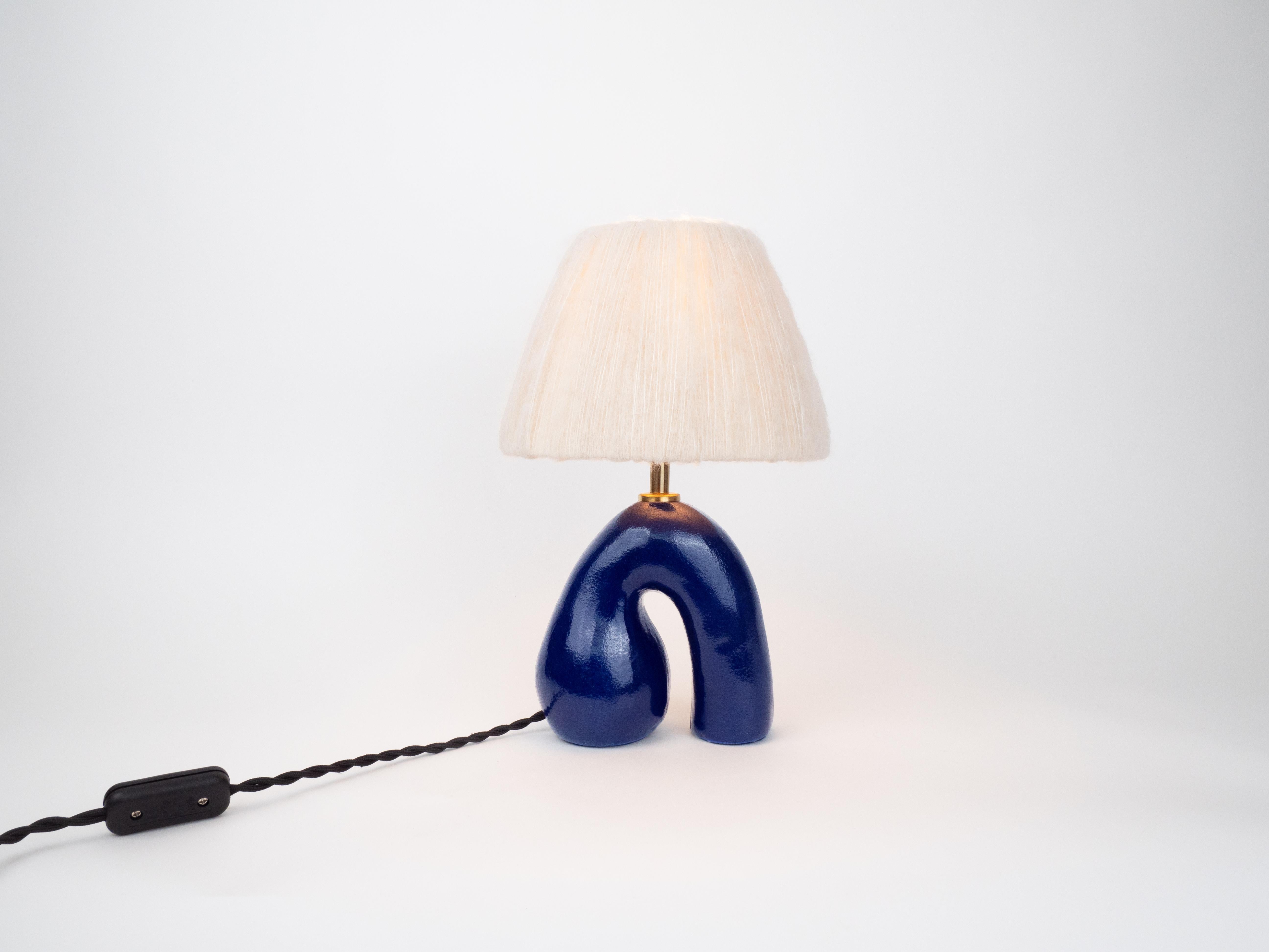 Ceramic 'Opposée' Table Lamp - Glossy Royal Blue For Sale