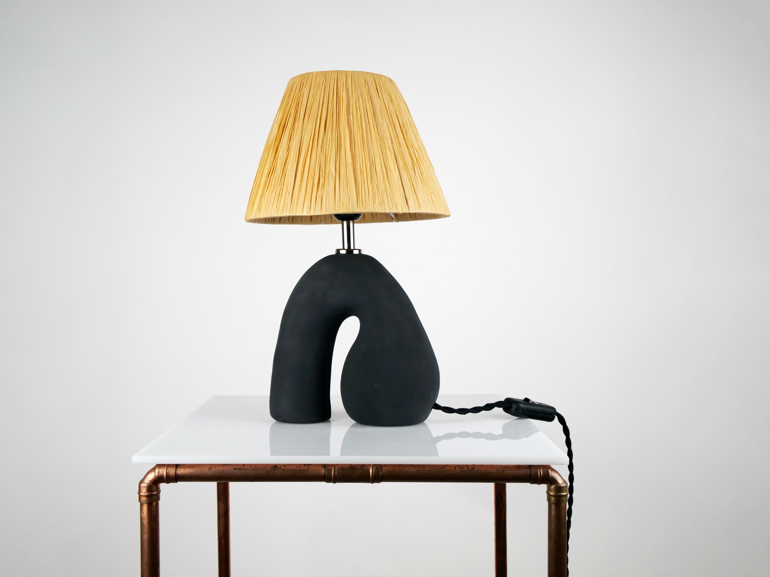 Ceramic 'Opposée' Table Lamp, Granite Black 'Matte' Regular Price For Sale