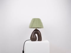 'Opposée' Table Lamp - Satin Brown with Green Wool Shade