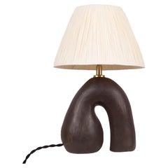'Opposée' Table Lamp, Granite Black 'Satin', Ivory Raffia Shade