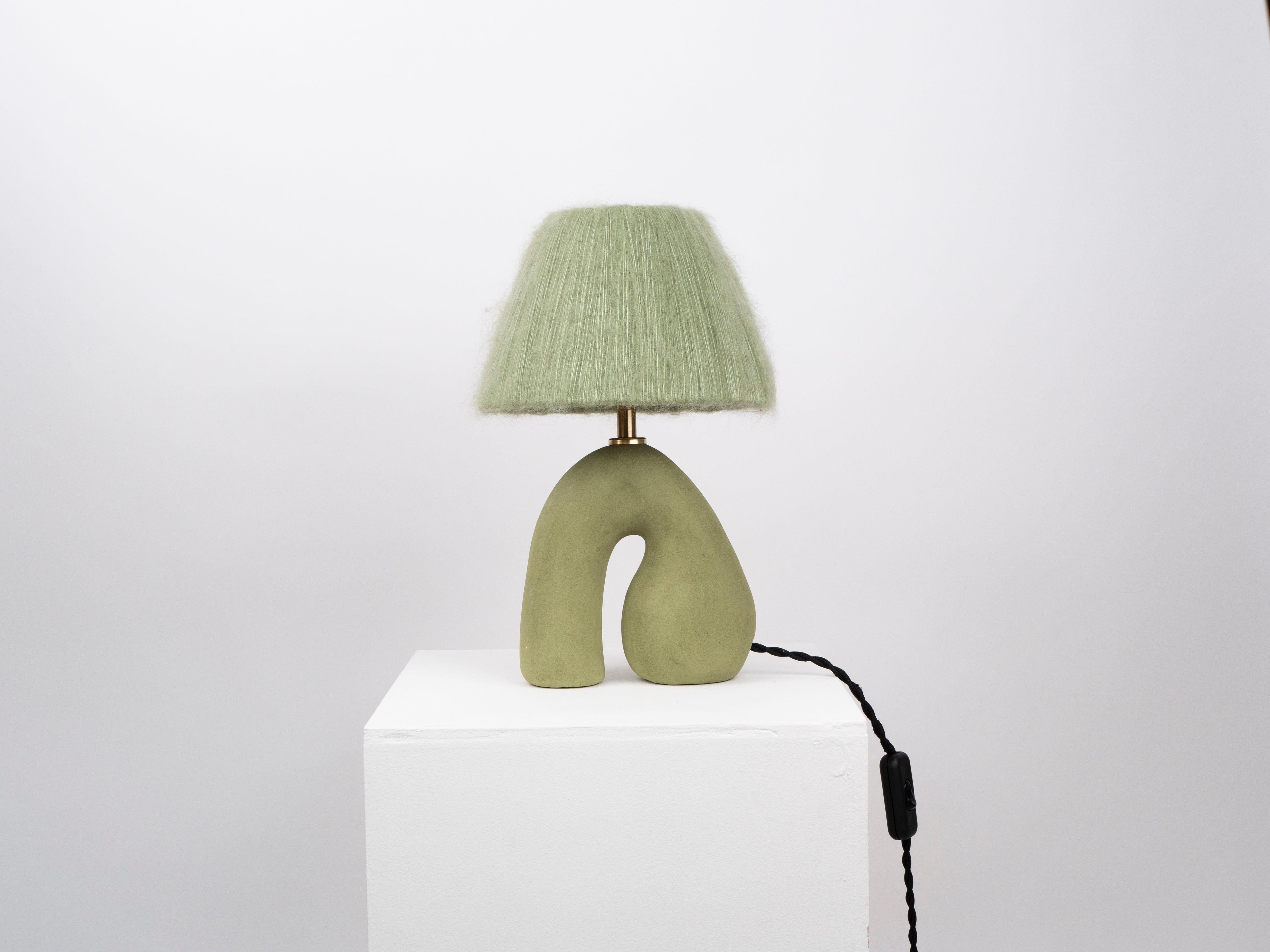 Glazed ‘Opposée’ Table Lamp - Green 'Matte' For Sale
