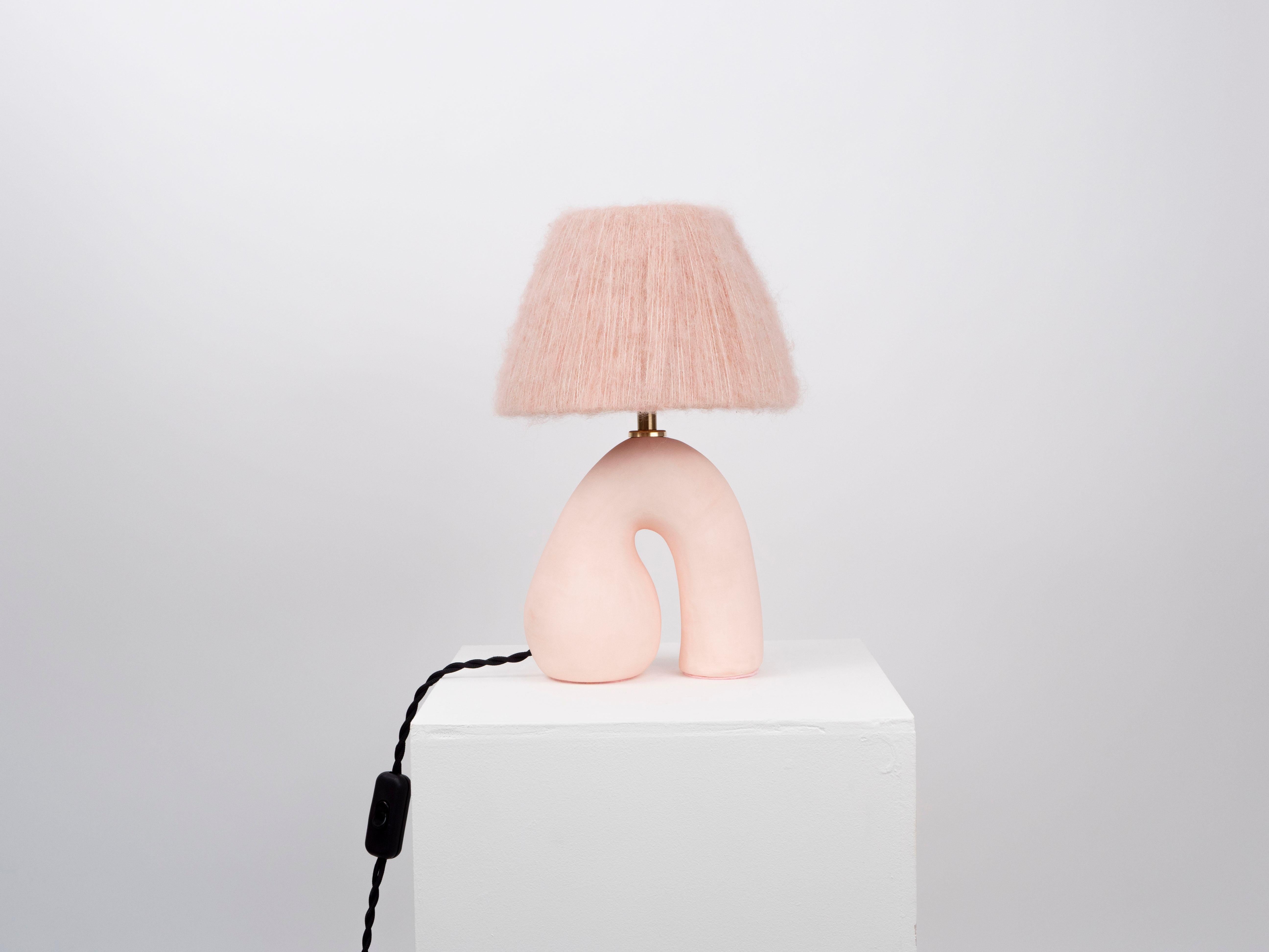 Glazed ‘Opposée’ Table Lamp - Pink 'Matte' For Sale