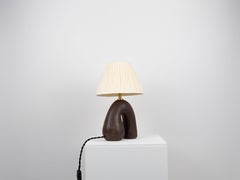 'Opposée' Table Lamp - Satin Brown with Ivory Raffia Shade