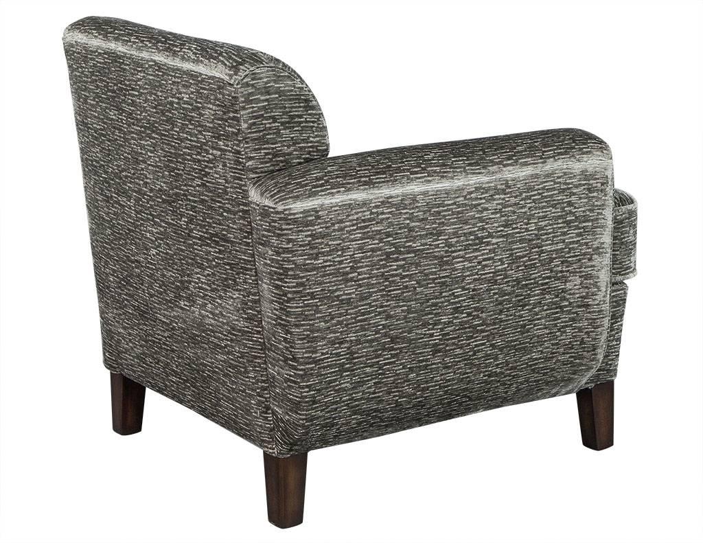 Contemporary Opposing Modern Lounge Chairs in Plush Grey For Sale