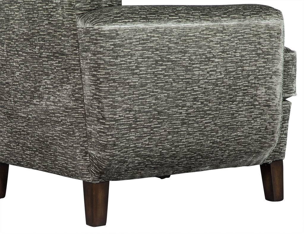 Opposing Modern Lounge Chairs in Plush Grey For Sale 1