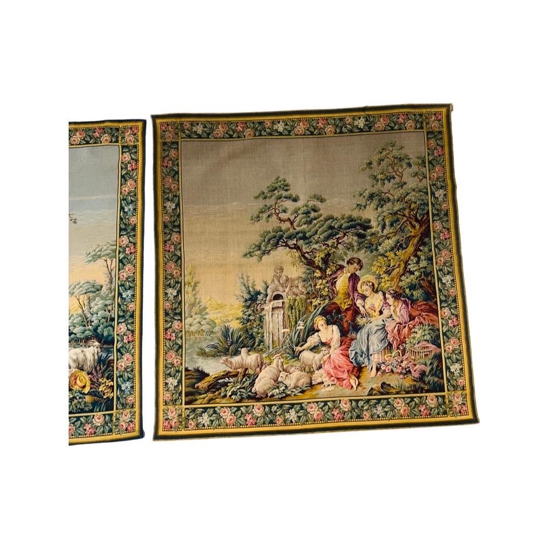 Opposing Pair, 19th Century French Aubusson “Night & Day” Romantic Tapestries 10