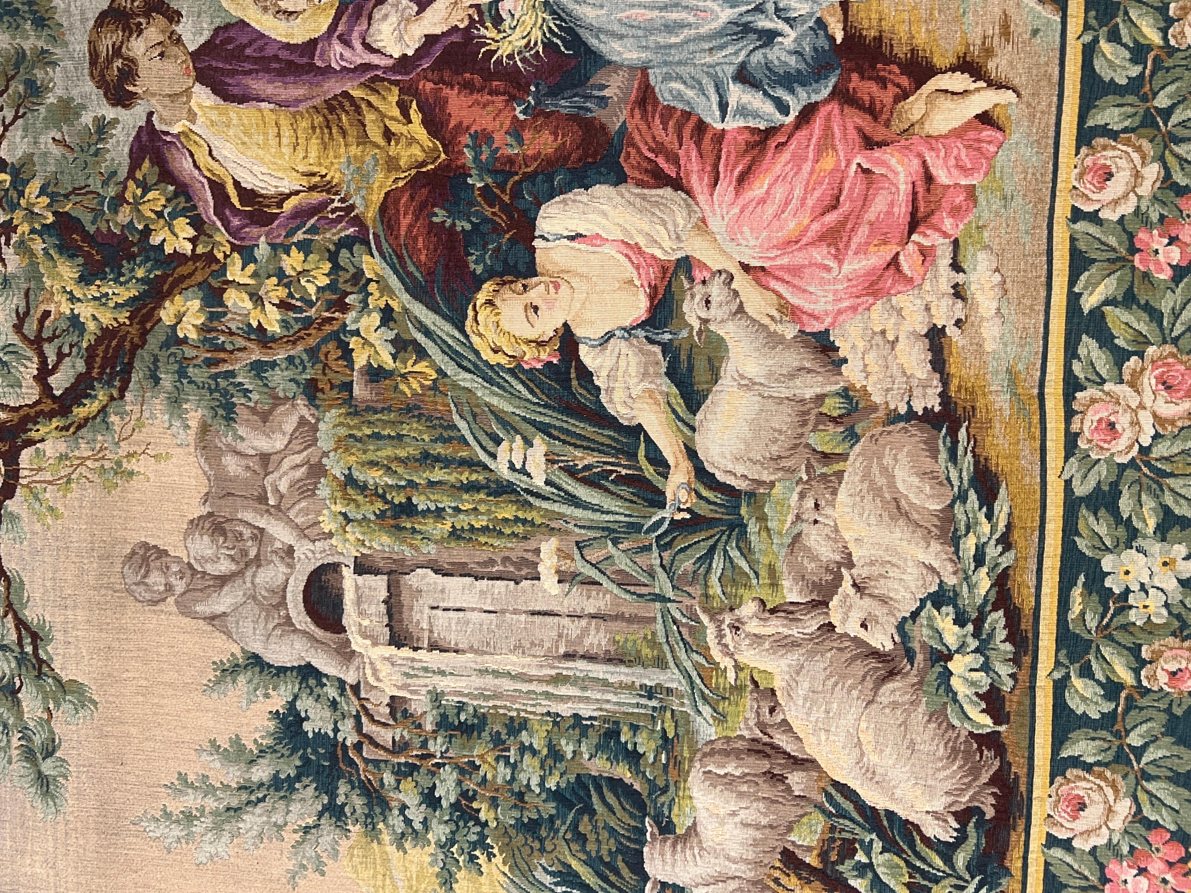 Opposing Pair, 19th Century French Aubusson “Night & Day” Romantic Tapestries 1