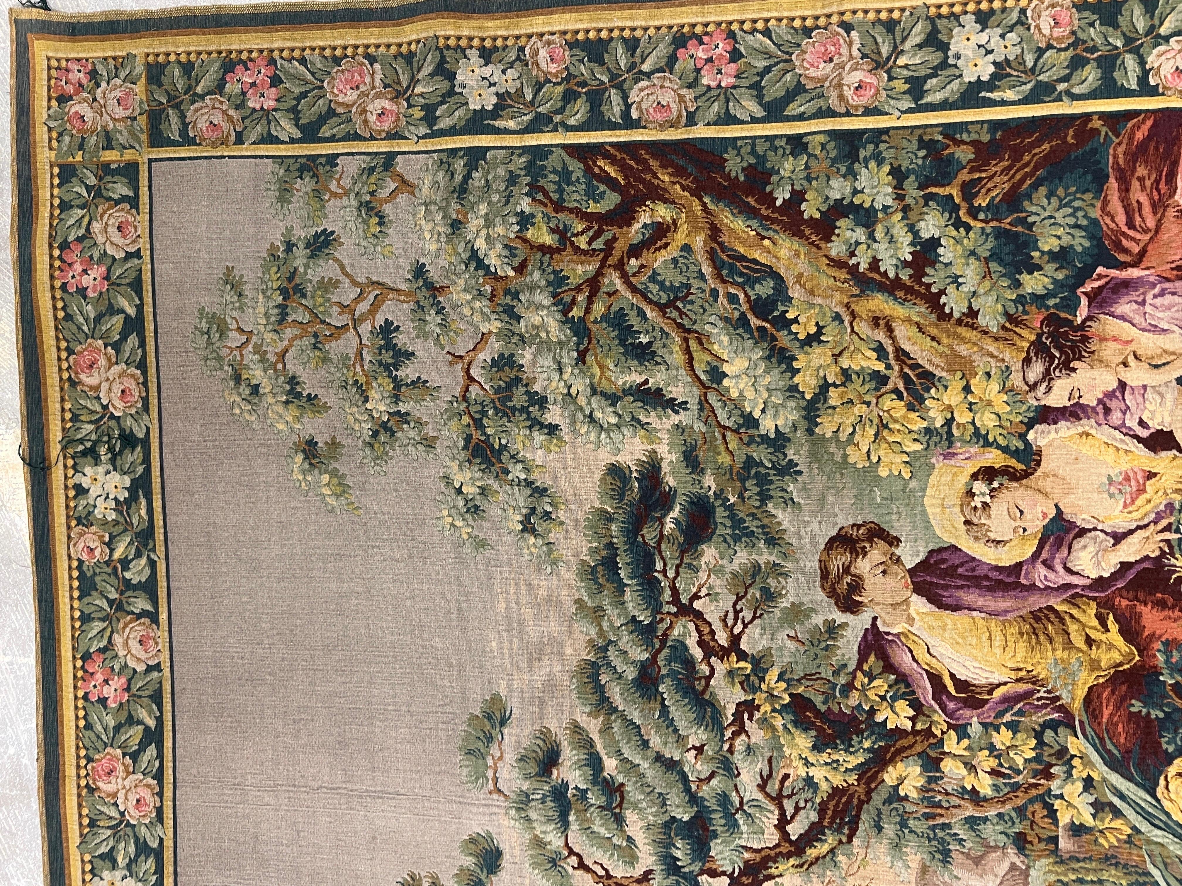 Opposing Pair, 19th Century French Aubusson “Night & Day” Romantic Tapestries 2