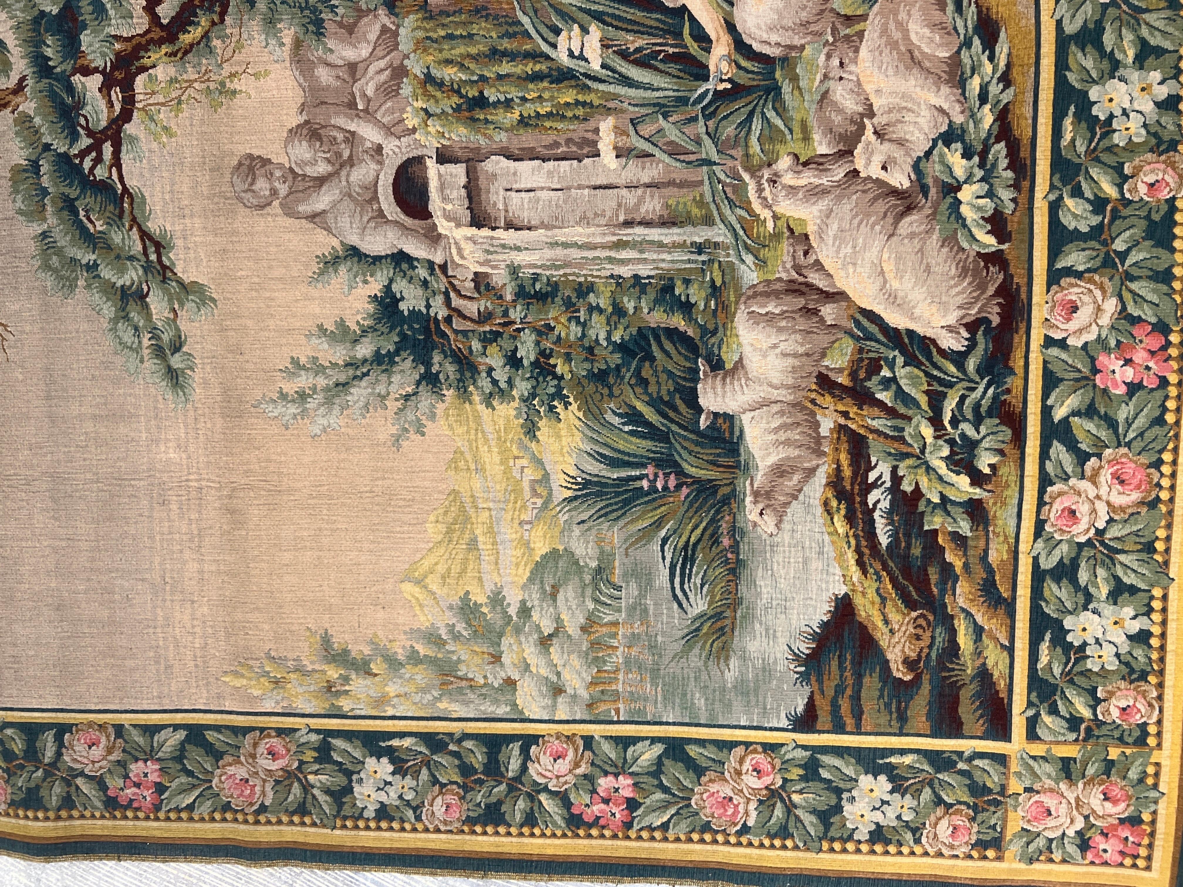 Opposing Pair, 19th Century French Aubusson “Night & Day” Romantic Tapestries 3