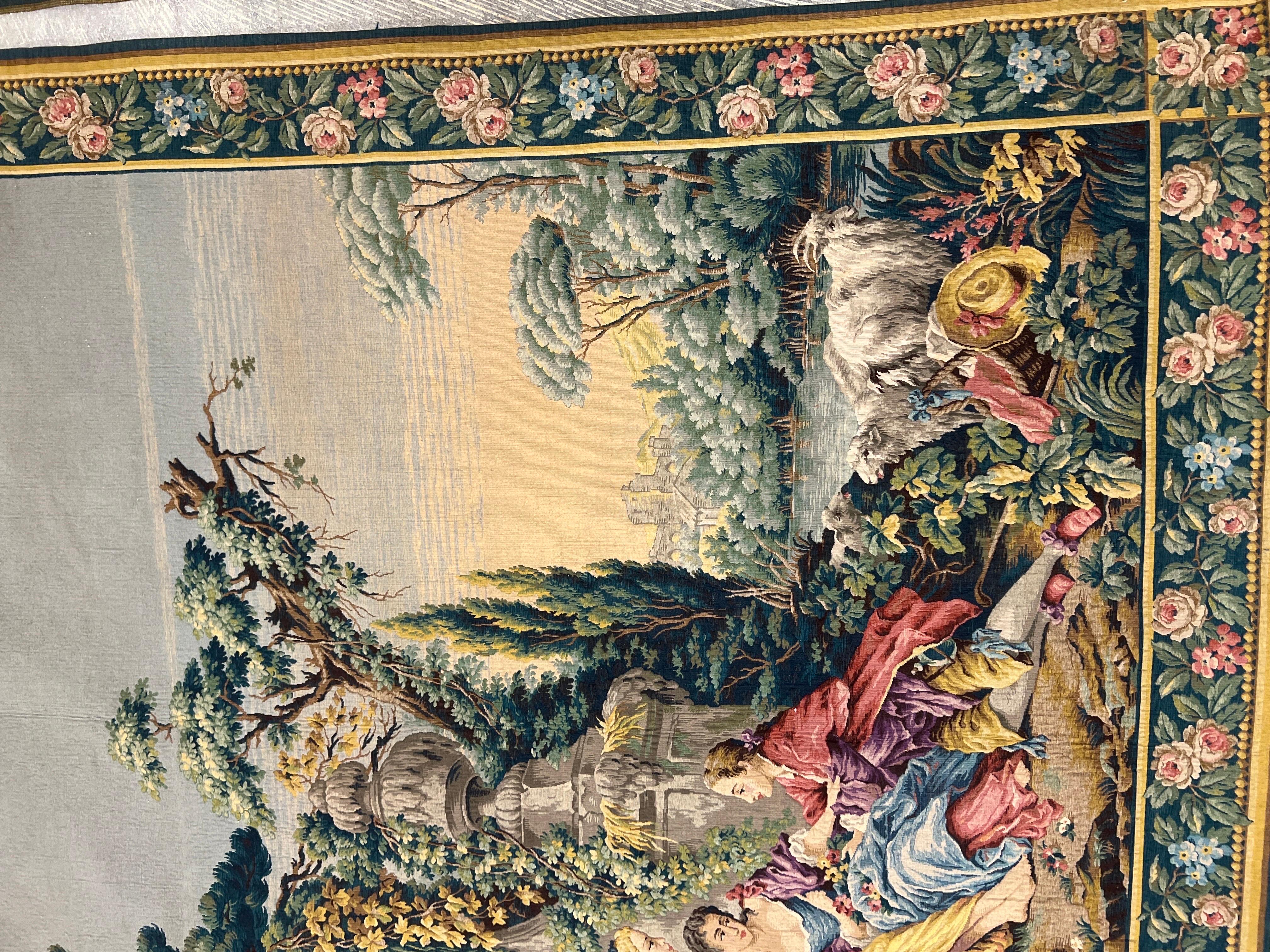 Opposing Pair, 19th Century French Aubusson “Night & Day” Romantic Tapestries 4