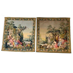 Opposing Pair, 19th Century French Aubusson “Night & Day” Romantic Tapestries