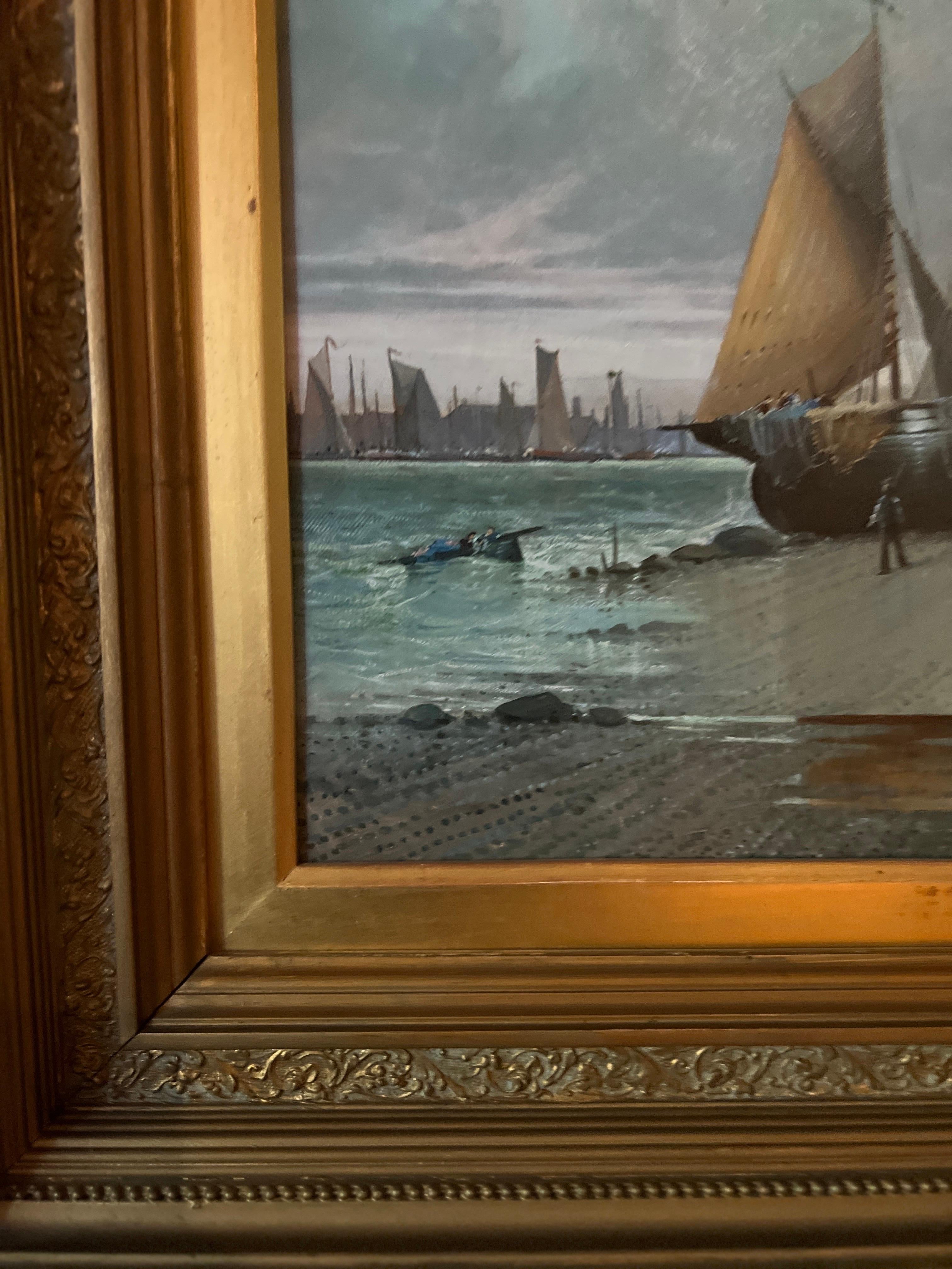 Opposing Pair, Dutch School Seascape Paintings on Canvas 20th Century For Sale 2