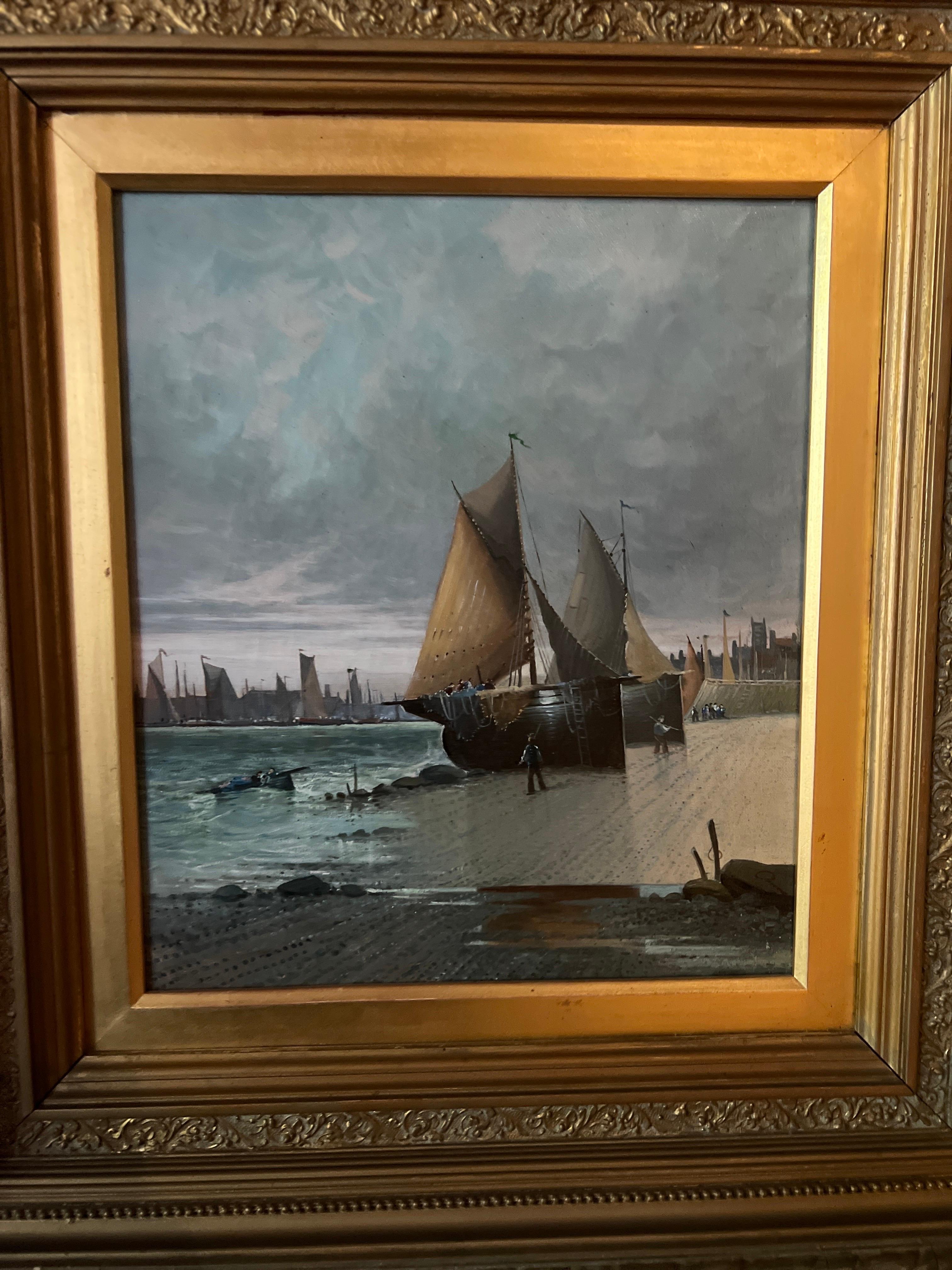 Opposing Pair, Dutch School Seascape Paintings on Canvas 20th Century For Sale 3