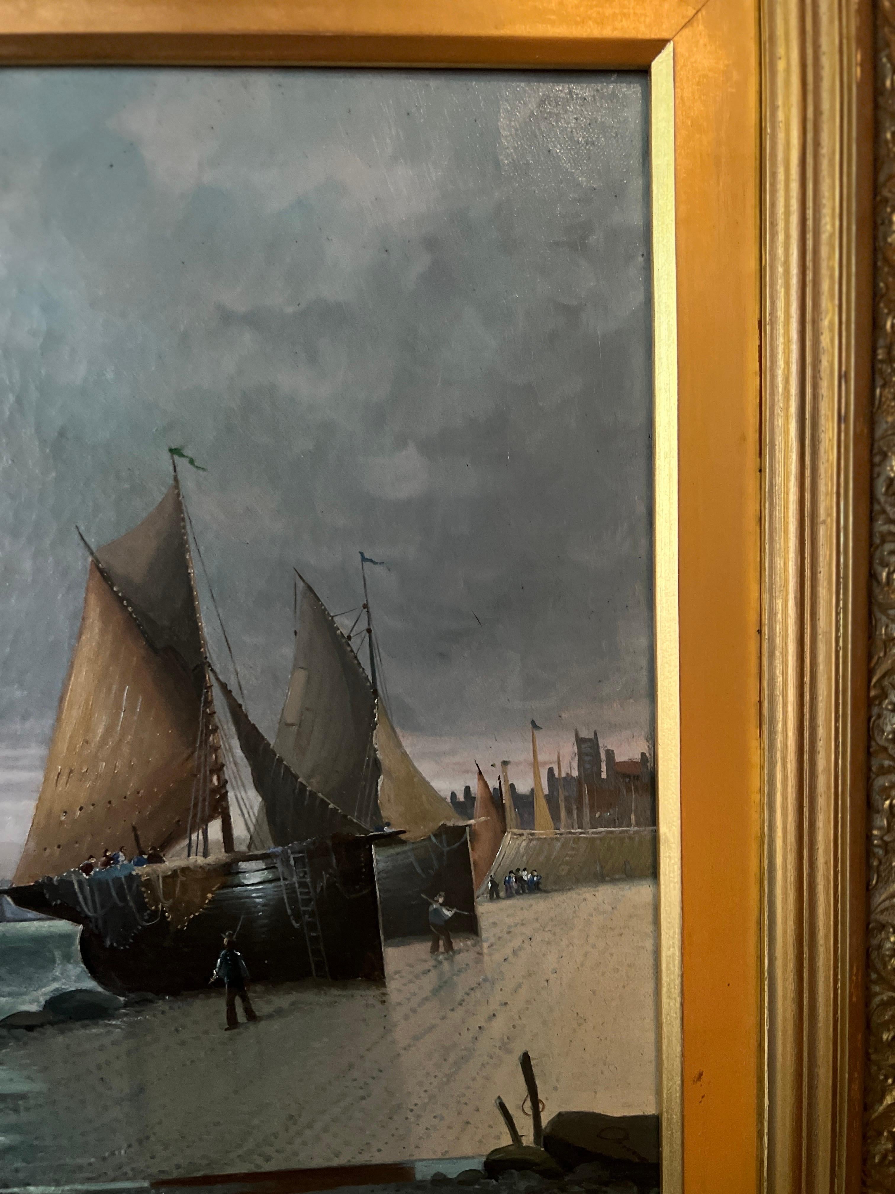 Opposing Pair, Dutch School Seascape Paintings on Canvas 20th Century For Sale 5