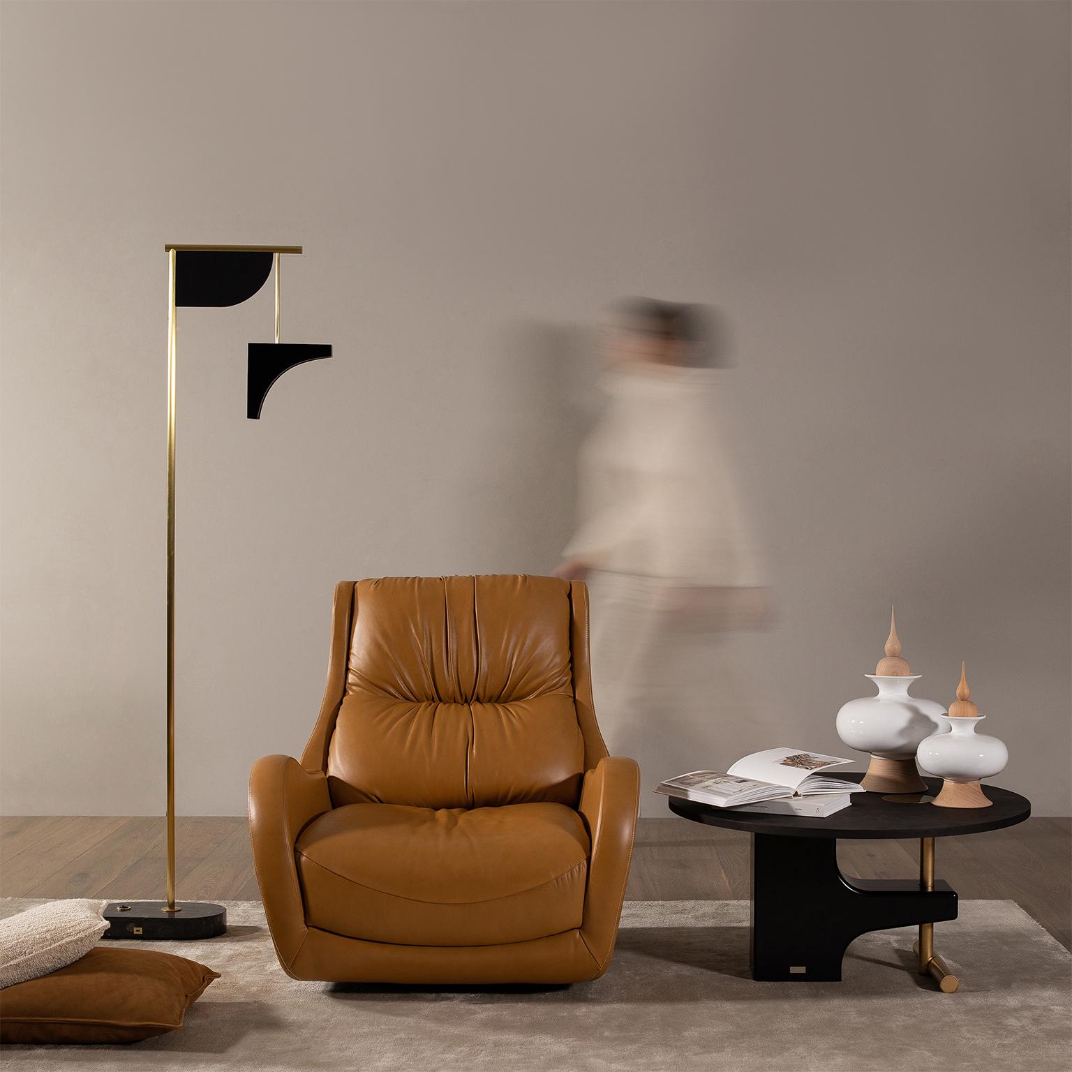 The Moderns Opposite Floor Lamp, Black Marble Brass, Handmade Portugal by Greenapple en vente 5