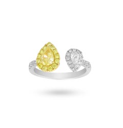 Opposite Tear Natural Yellow Diamond Bypass Ring
