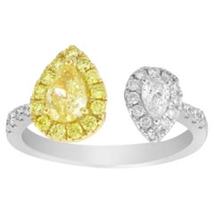 Opposite Tear Natural Yellow Diamond Bypass Ring