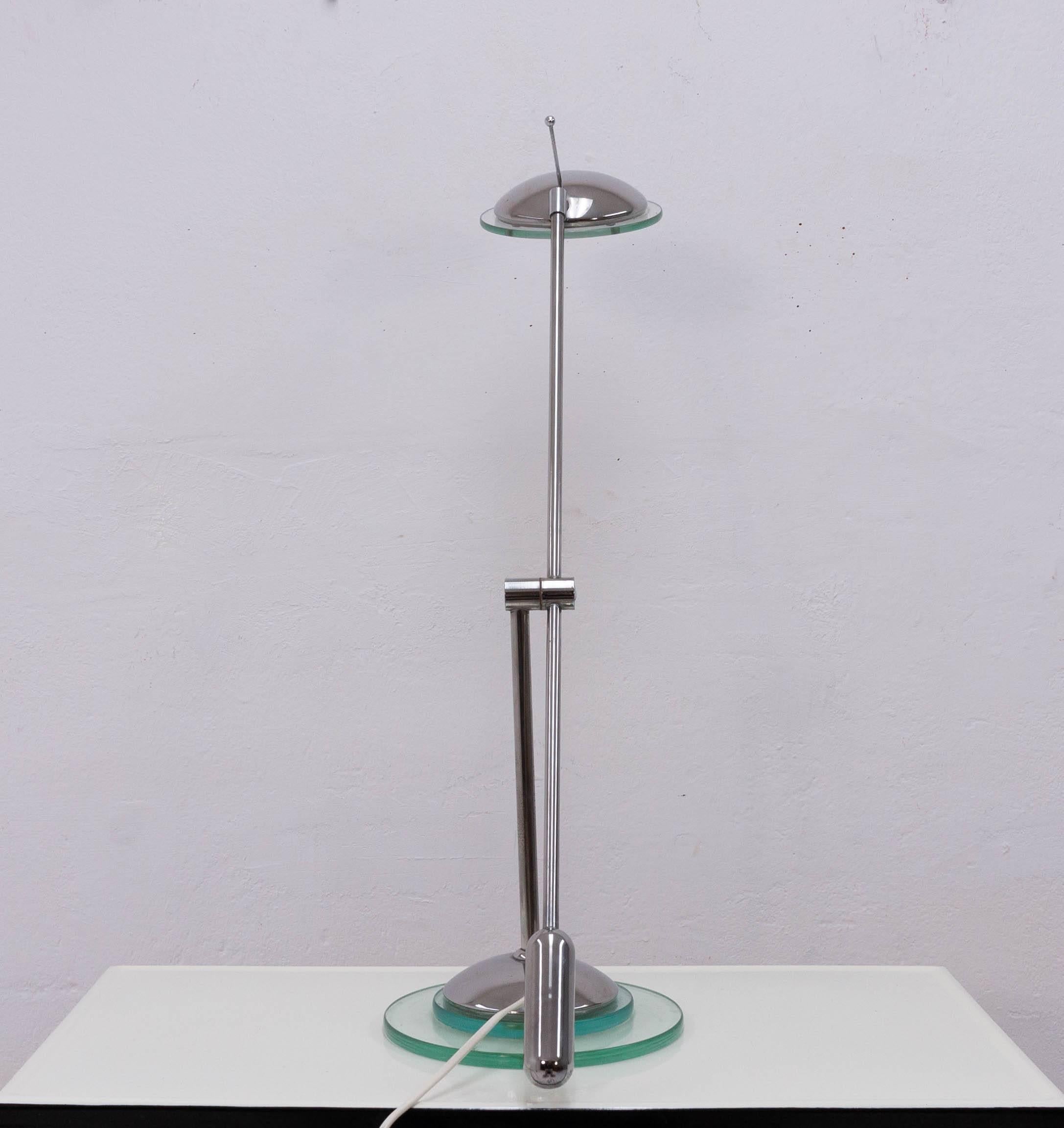 2 Optelma Desk Lamp Chrome Glass, 1970s In Good Condition For Sale In Den Haag, NL