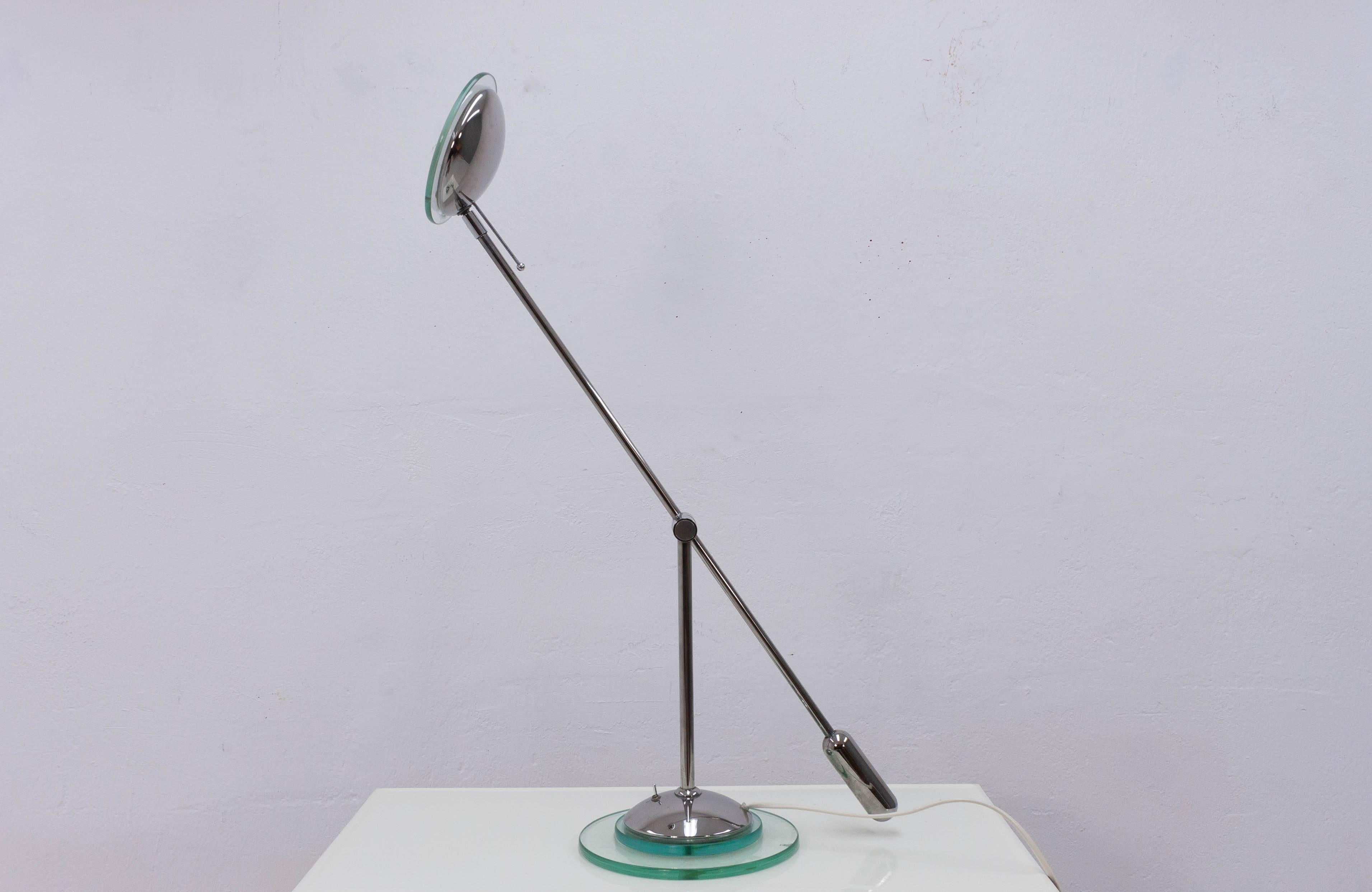 2 Optelma Desk Lamp Chrome Glass, 1970s In Good Condition For Sale In Den Haag, NL