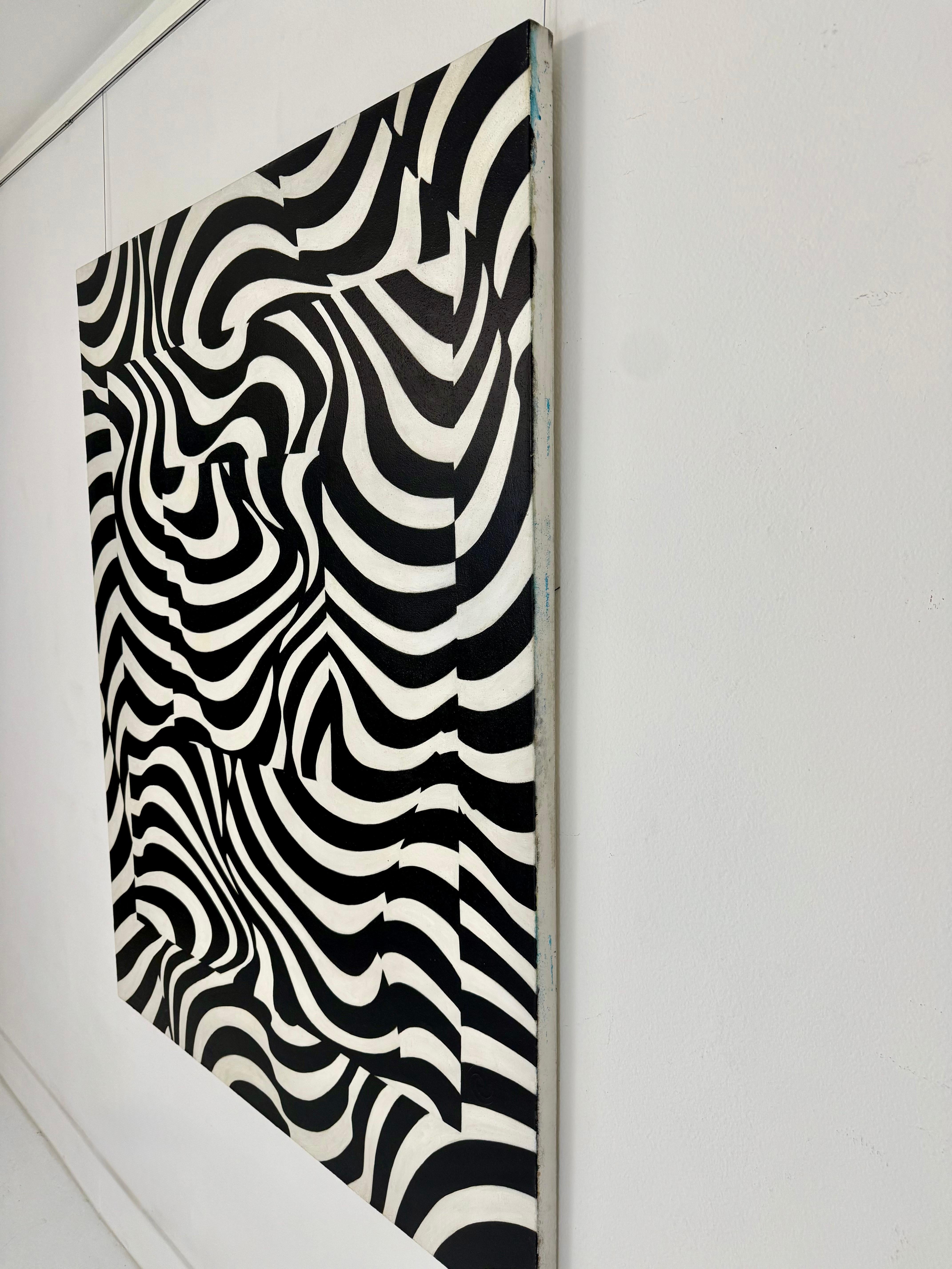 Optik Acryl auf Leinwand von James Massena March, USA, ca. 1980er Jahre im Zustand „Gut“ im Angebot in Palm Desert, CA