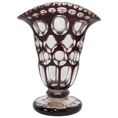 Optic Aubergine Glass Vase Midcentury