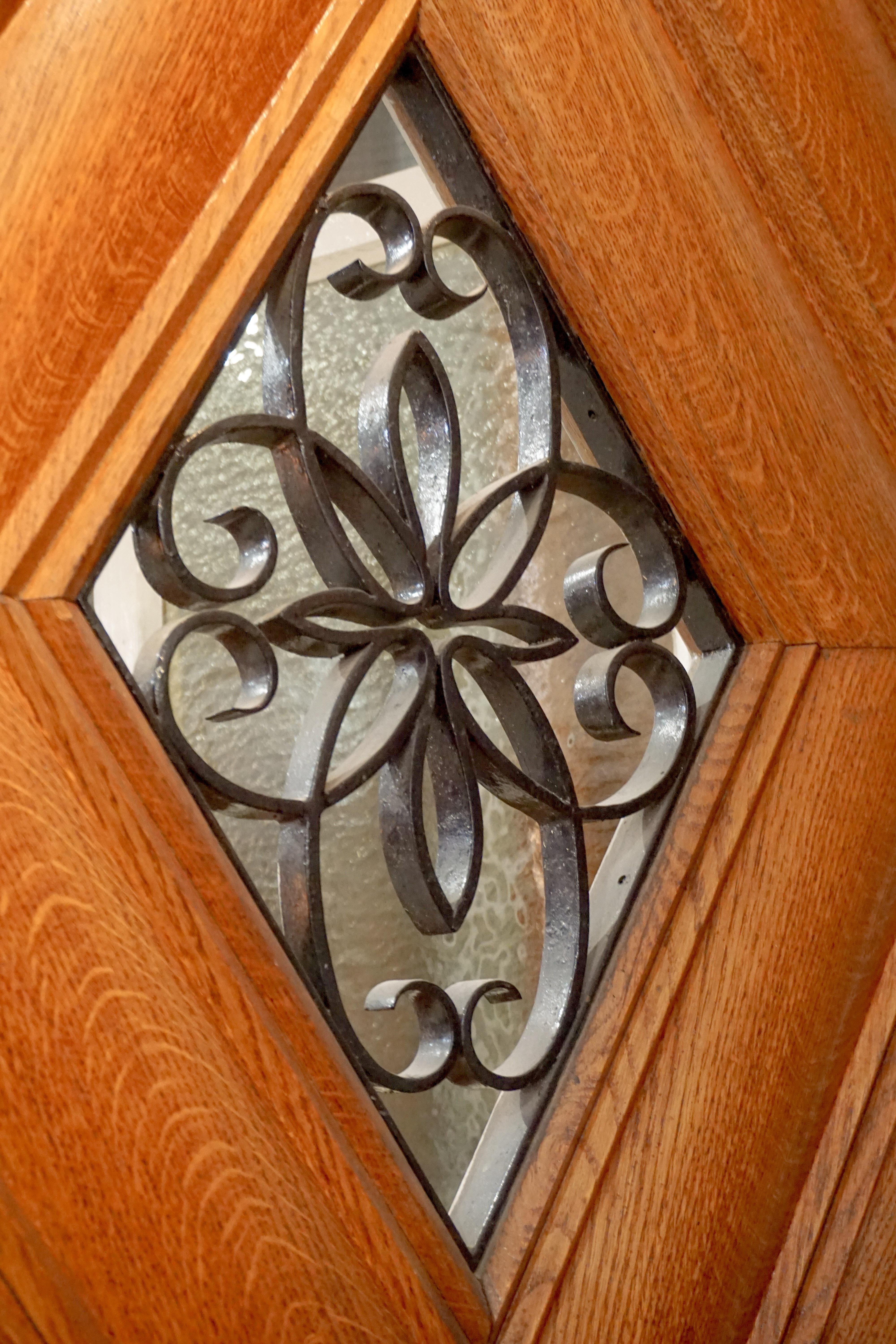 Oak Optic Diamond Pattern Door, circa 1920