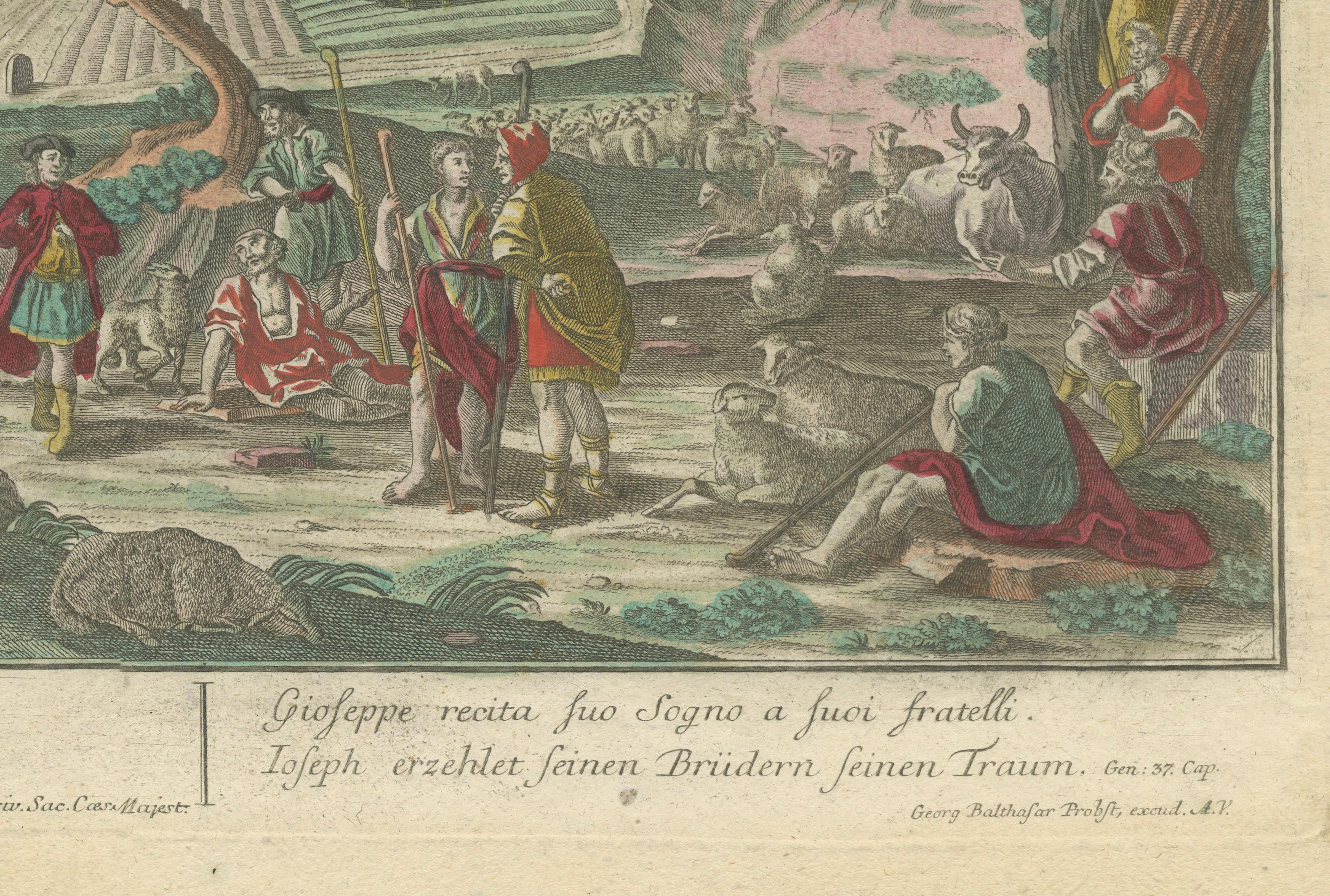 Optica Print of Joseph Relating His Dream to His Brothers, 1770 – Biblical Scene For Sale 2