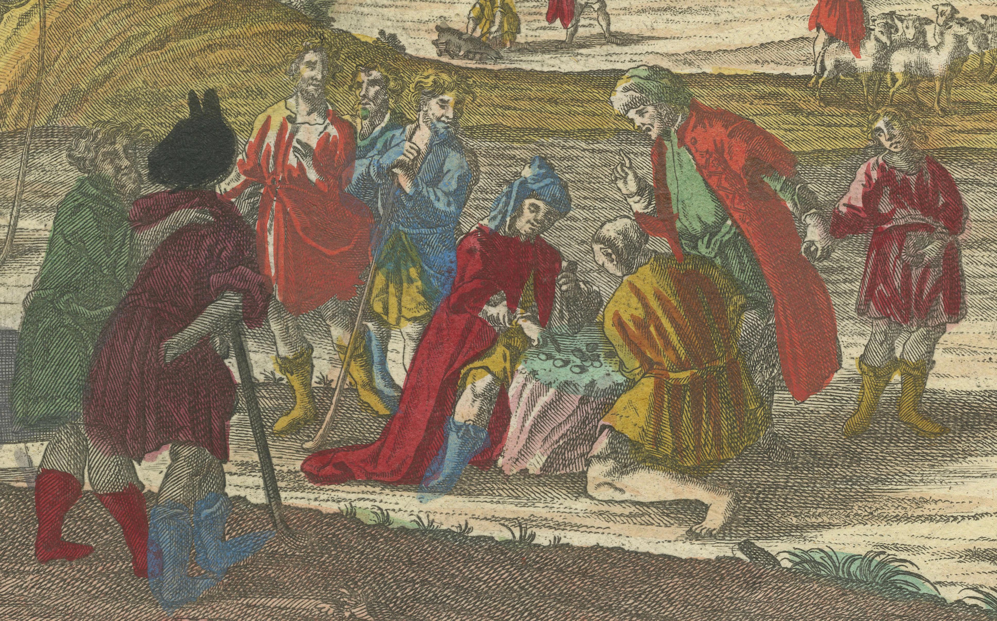 Engraved Optica Print of Joseph Sold by His Brothers to Ishmaelites, 1770 -Biblical Scene For Sale