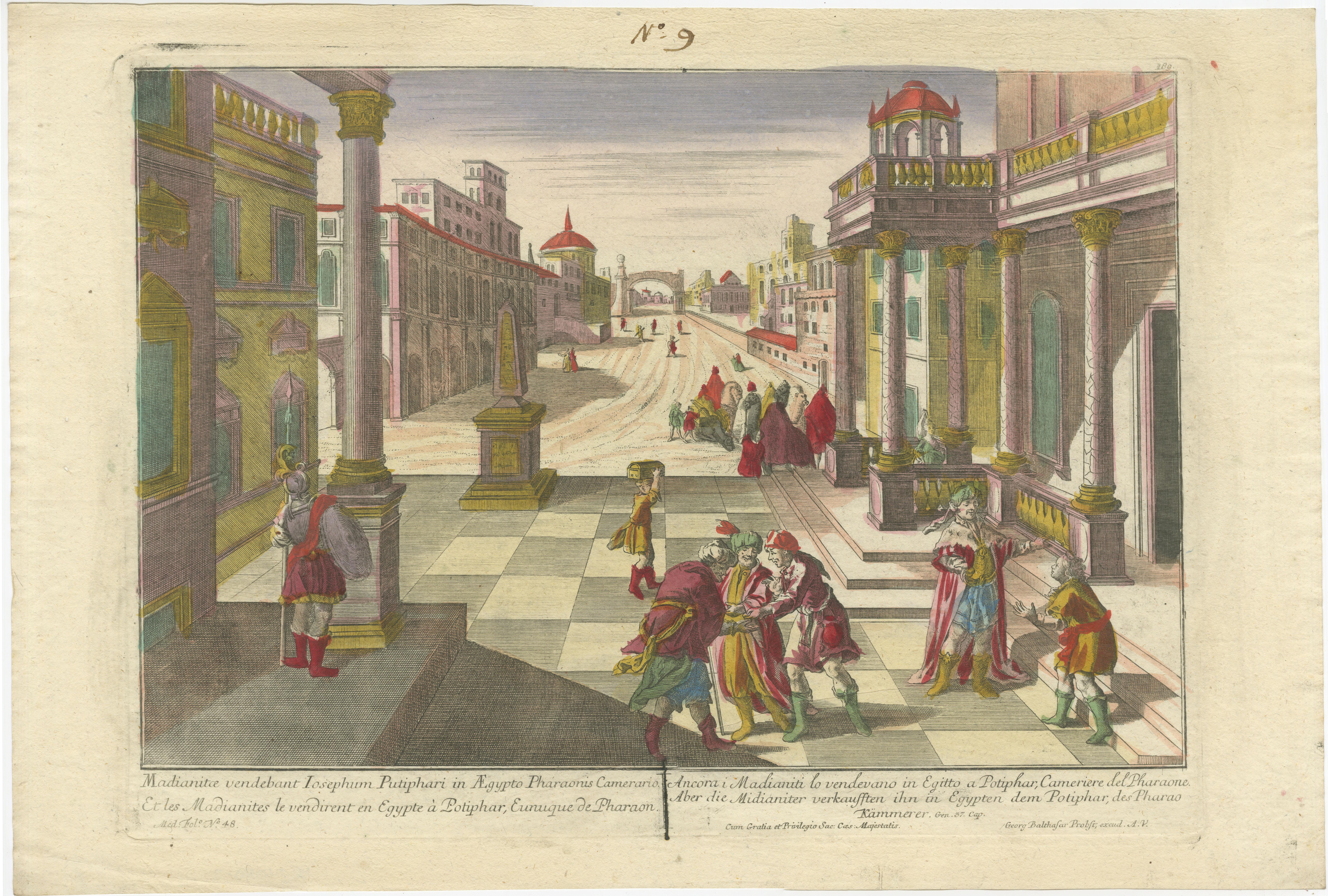 Optica Print of Joseph Sold to Potiphar in Egypt, circa 1770 – Biblical Scene For Sale 3