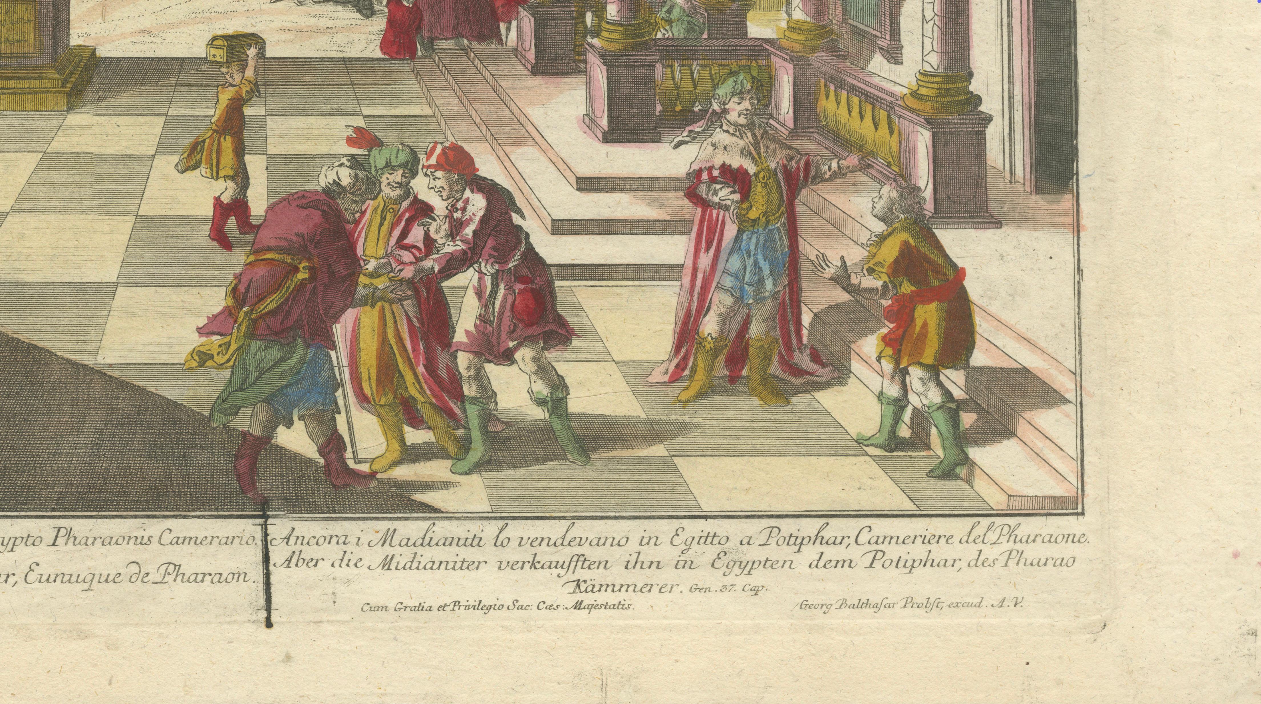Optica Print of Joseph Sold to Potiphar in Egypt, circa 1770 – Biblical Scene For Sale 1