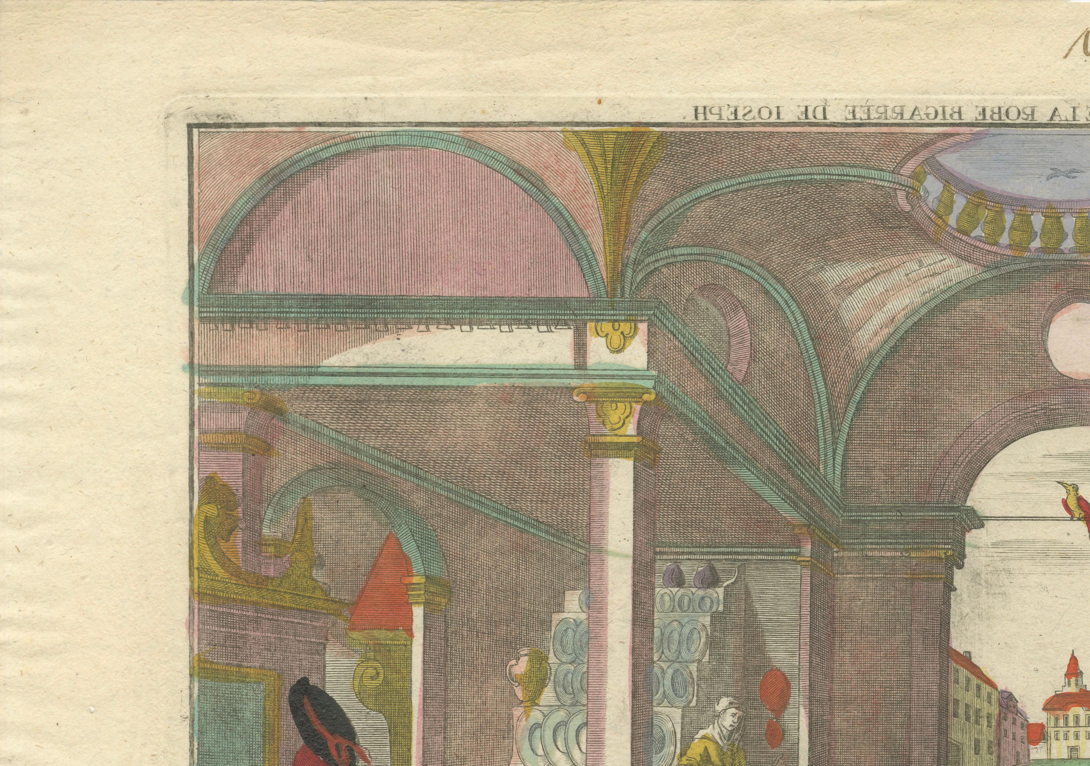 Optica Print of Joseph's Robe Shown to Jacob, 1770 – Hand-Colored Biblical Scene In Good Condition For Sale In Langweer, NL