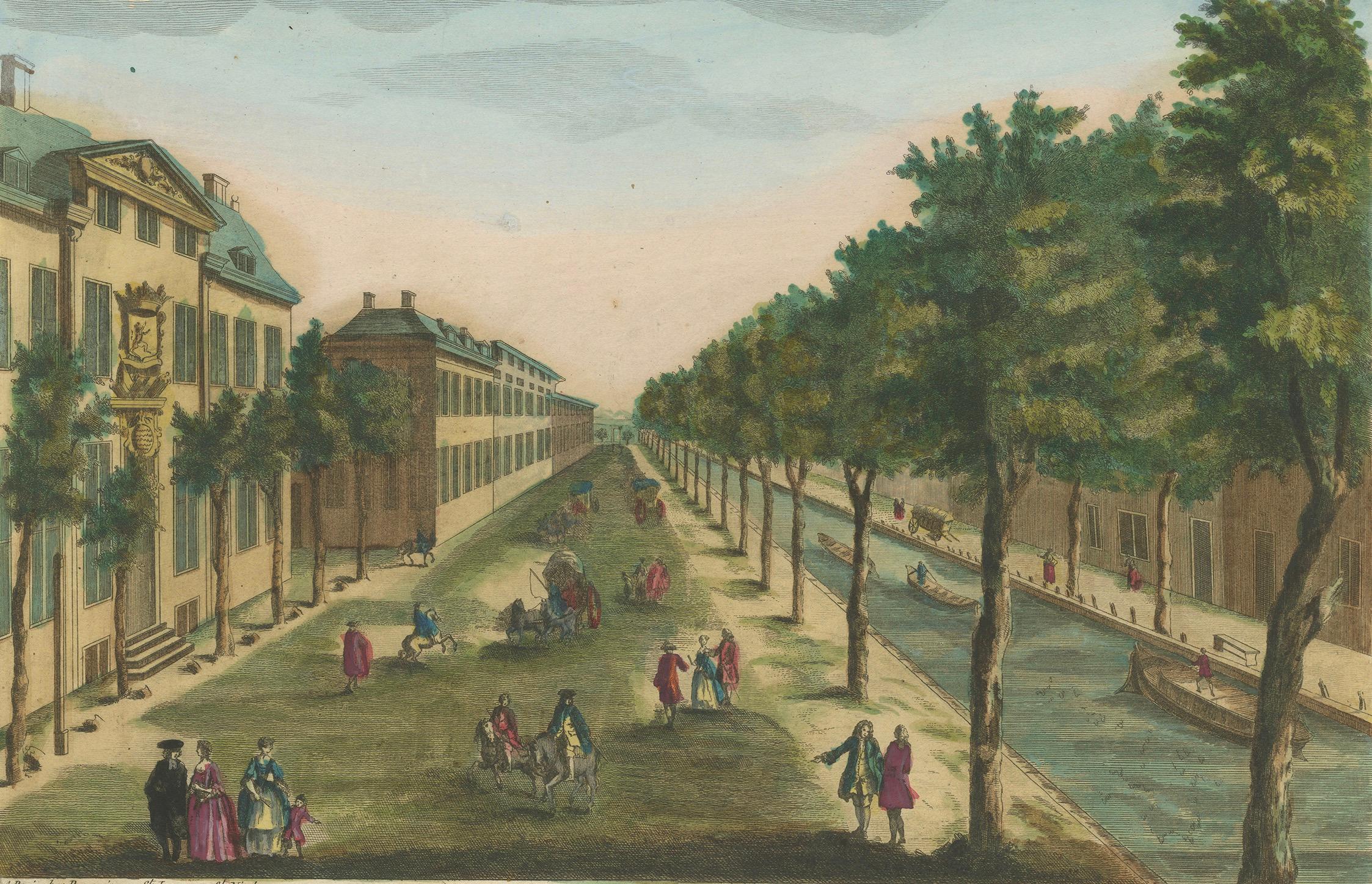 Stampa Optica - Il canale dell'Aia e la fonderia di cannoni di Basset, 1770 ca. in vendita 2