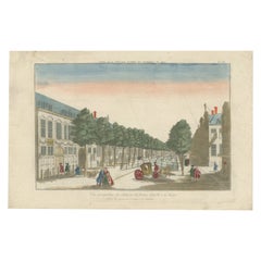 Antique Optica Print – The Hague Prinsegracht, Basset c.1770, Hand-Colored