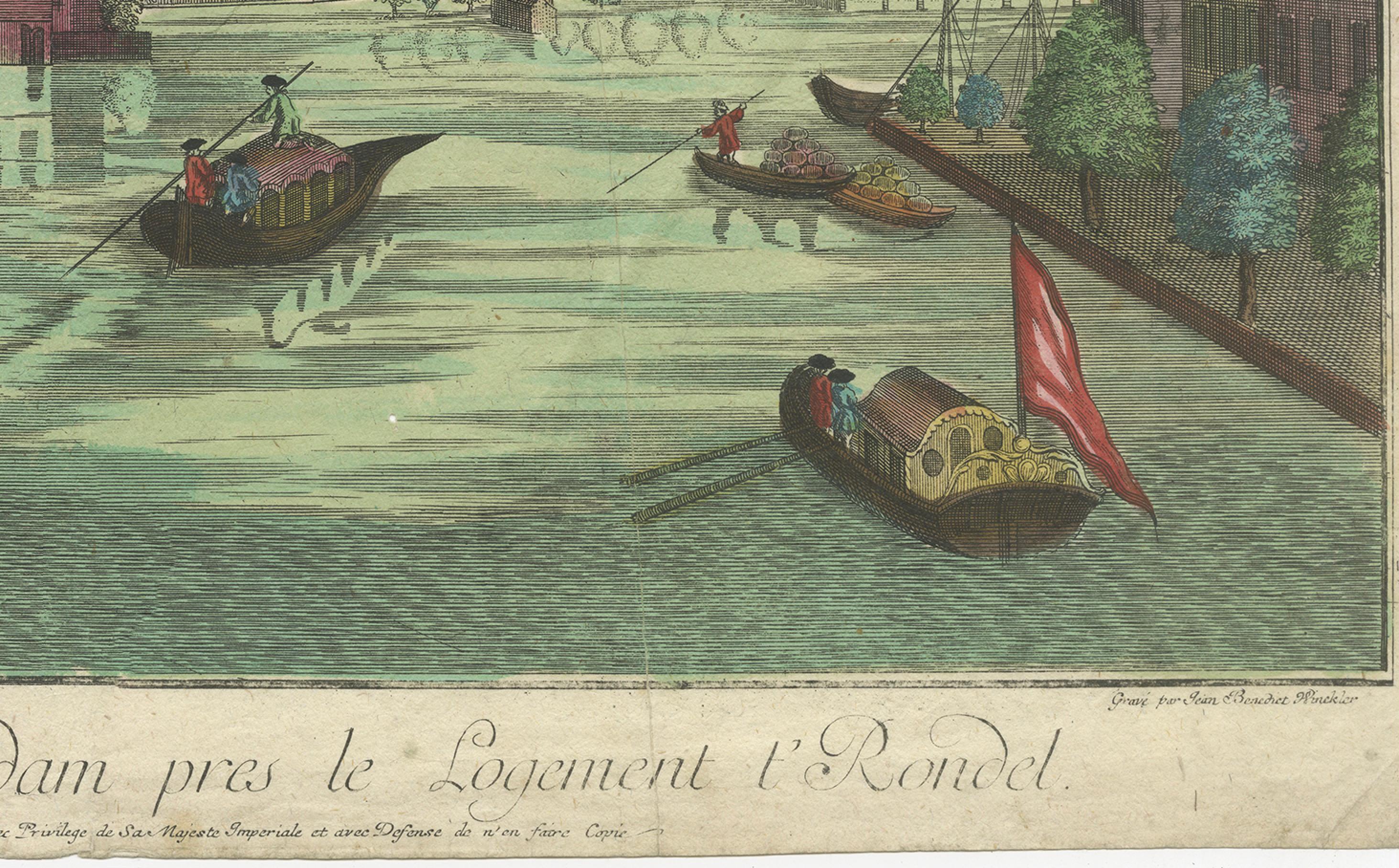 Tedesco Ottica Vista Amsterdam Fiume Amstel di Rondel, Winckler 1770 ca. in vendita
