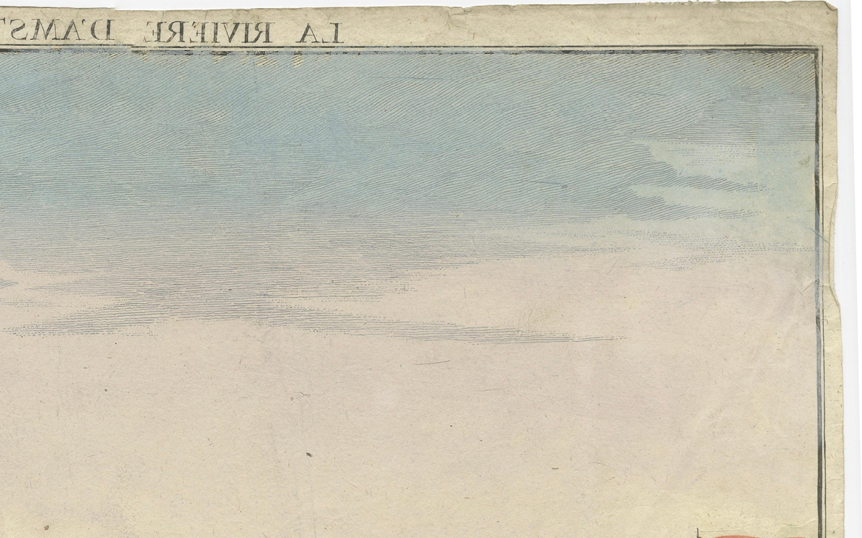 Inciso Ottica Vista Amsterdam Fiume Amstel di Rondel, Winckler 1770 ca. in vendita