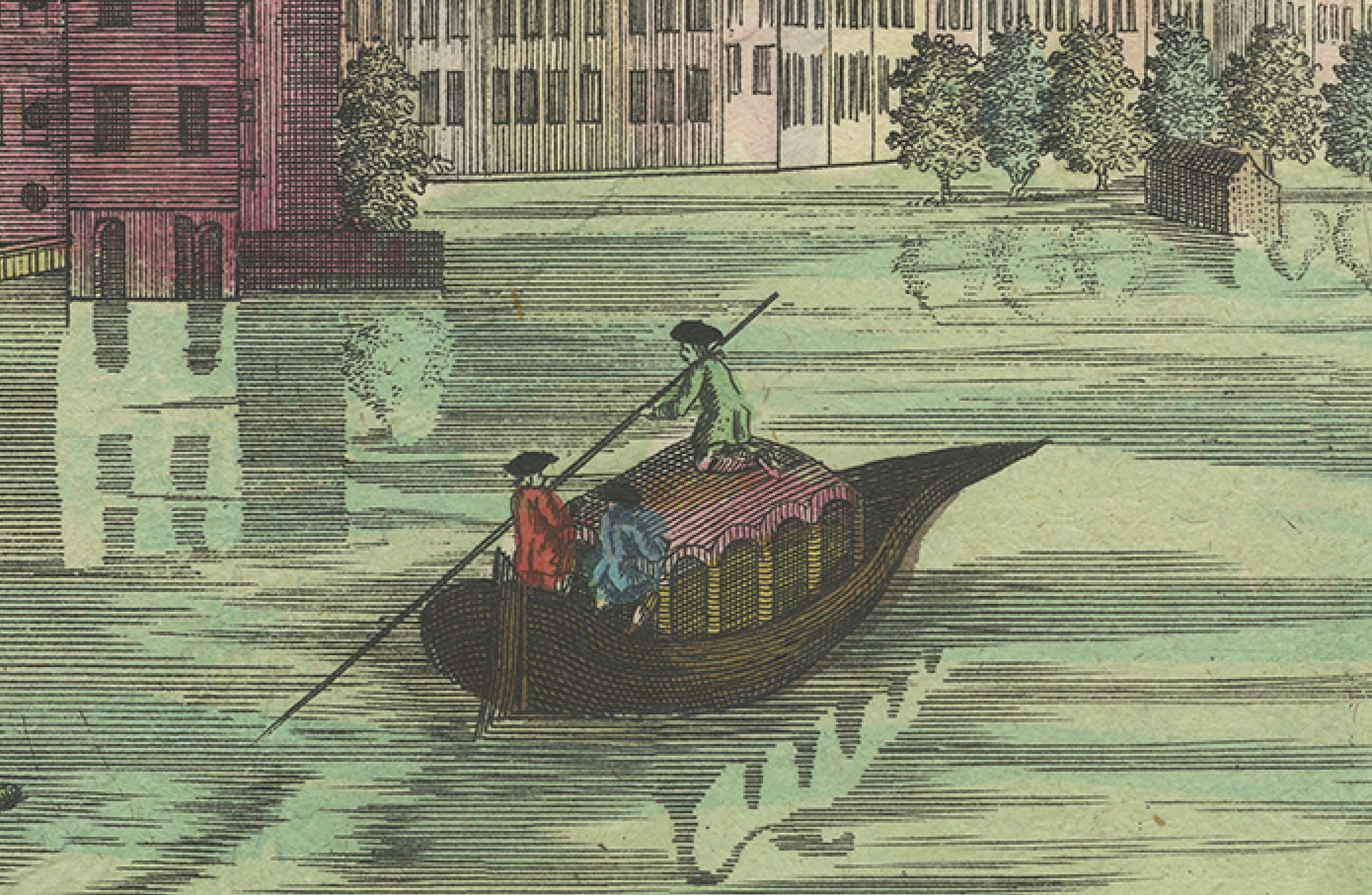 Carta Ottica Vista Amsterdam Fiume Amstel di Rondel, Winckler 1770 ca. in vendita