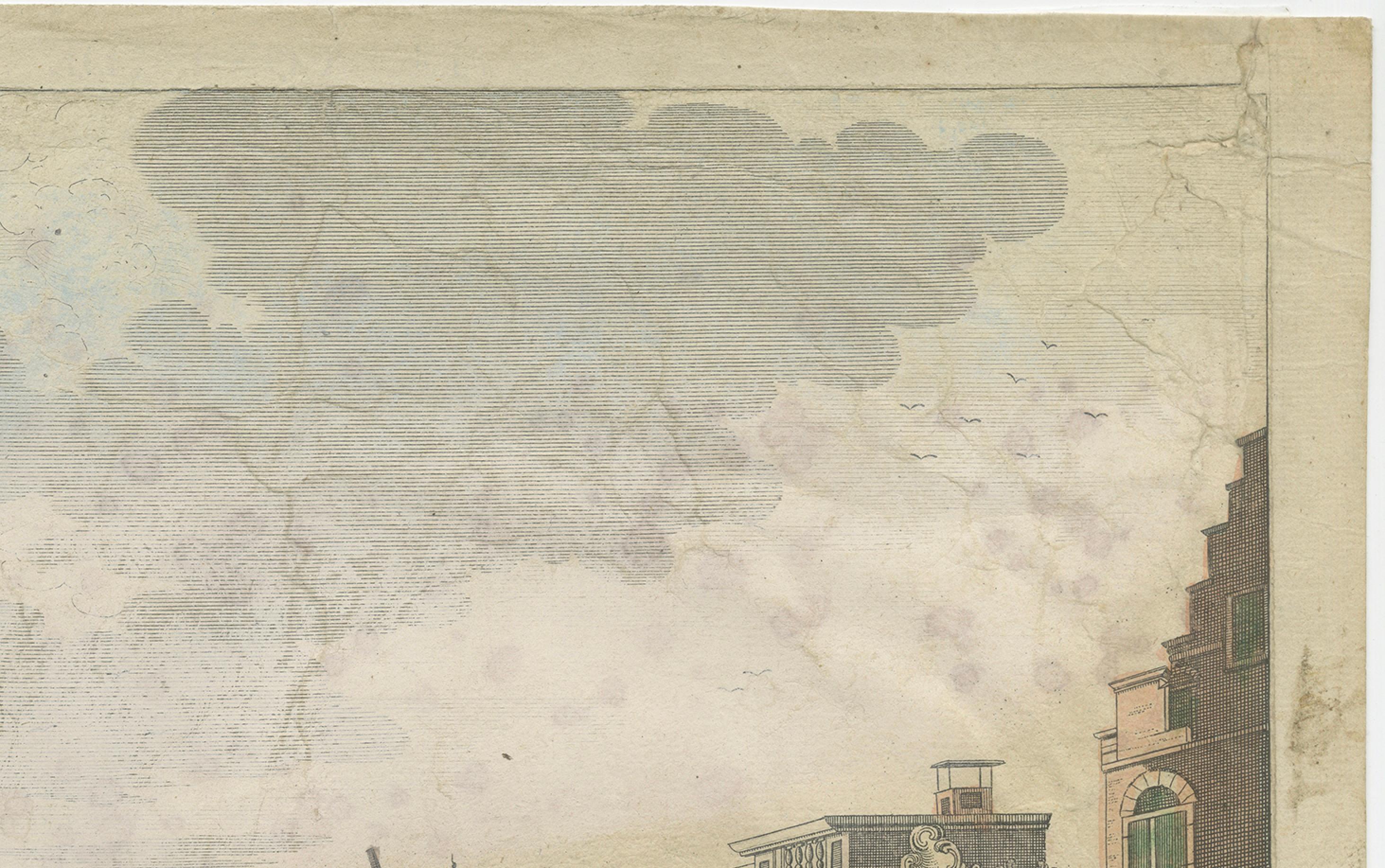 Optica View Amsterdam Halvemaansbrug & St. Anthoniesluis, Leizelt c.1770

Il s'agit d'une estampe optique finement gravée et colorée à la main intitulée Le Pont de Halvemansbrugg vue vers le Colveneurs Doelen et le Poids de St. Anthoine à Amsterdam,