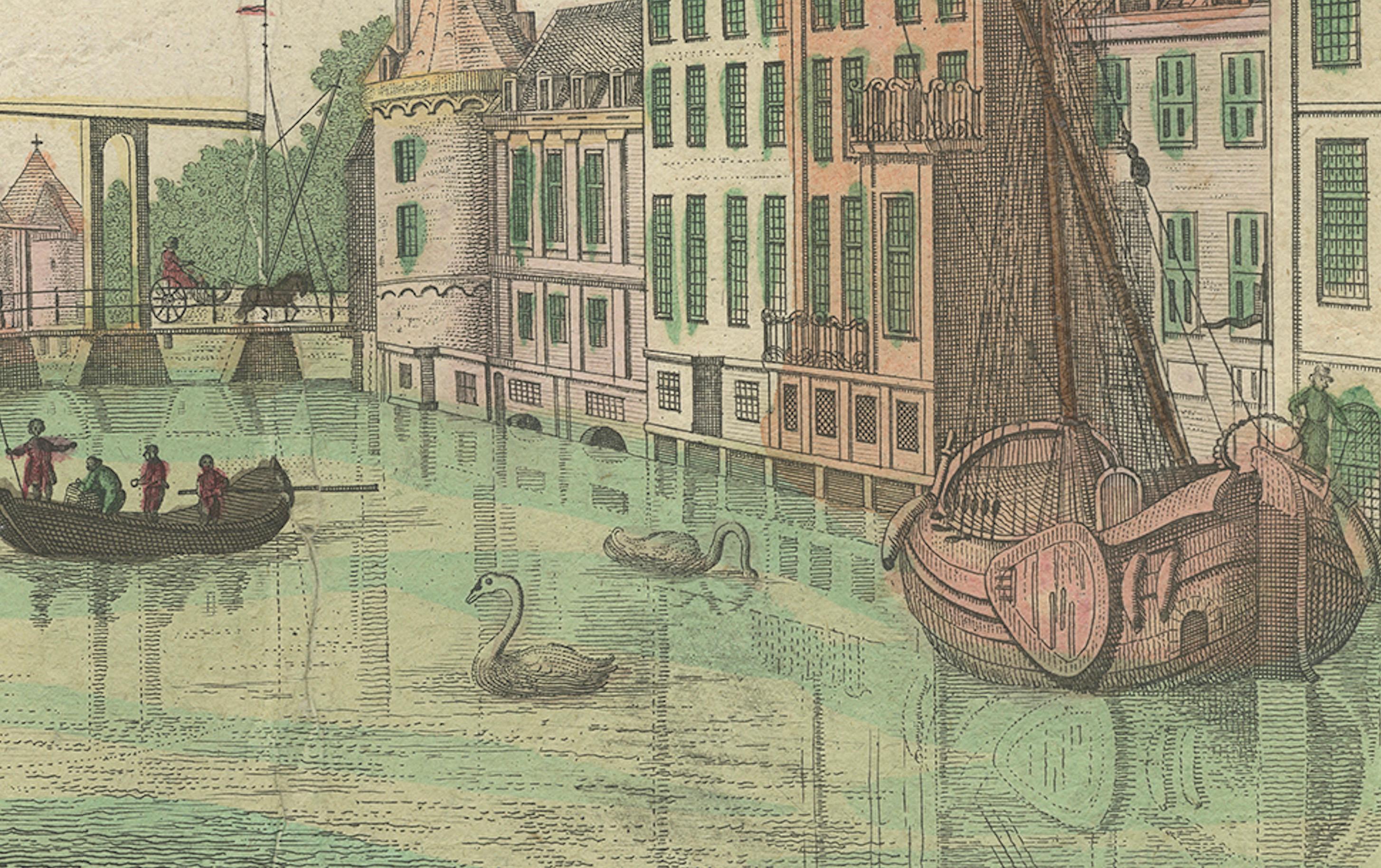 Vue optique Amsterdam Halvemaansbrug & St. Anthoniesluis, c.1770 en vente 1