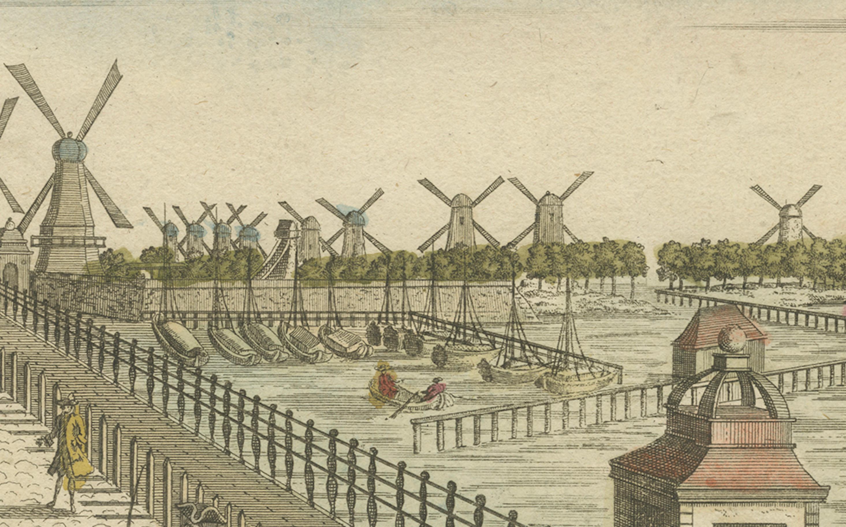Français Vue optique Amsterdam Hogesluis & Amstel Locks, Basset Paris c.1770 en vente